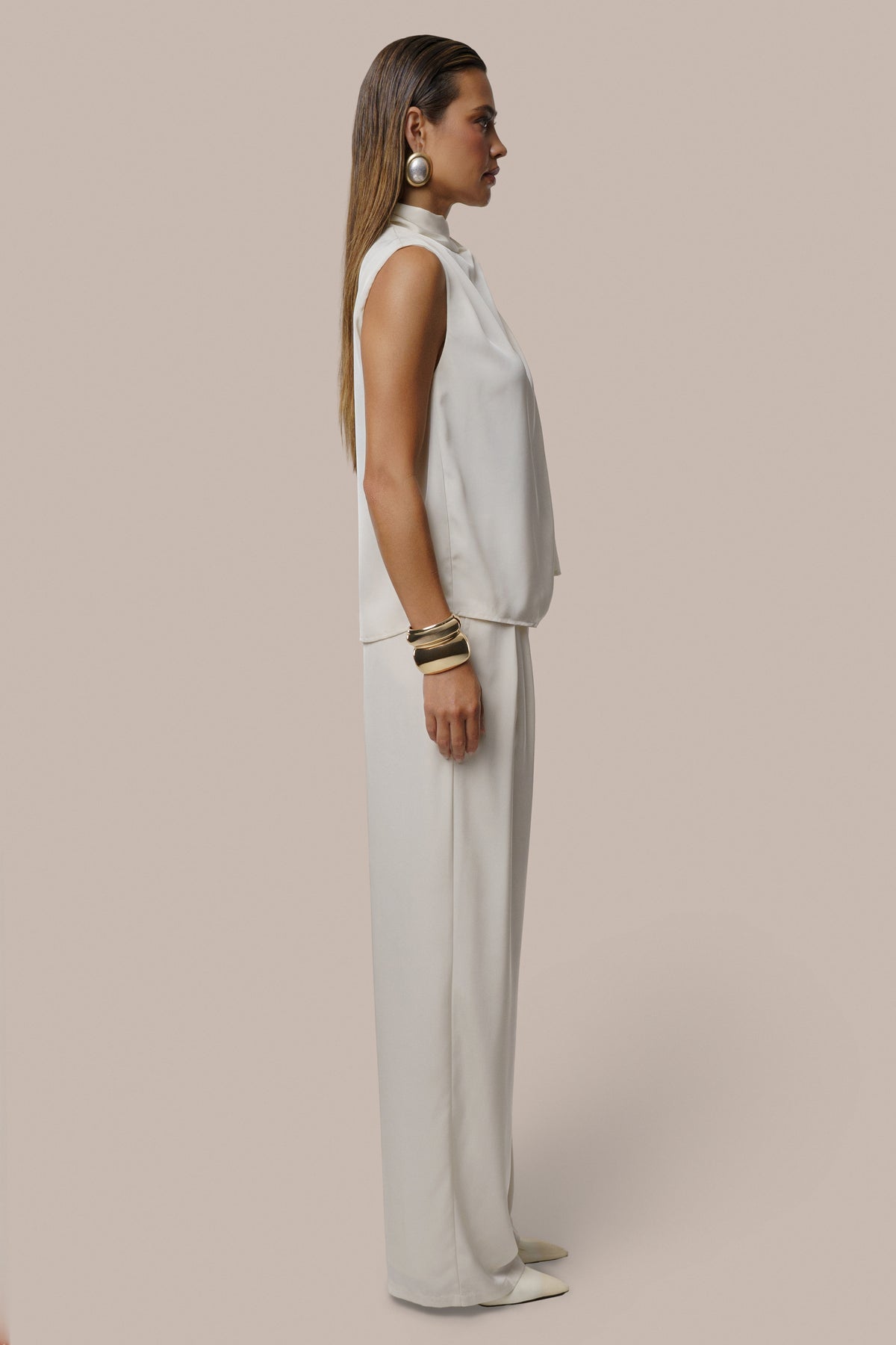 Ivory High Standards Drape Top - JLUXLABEL