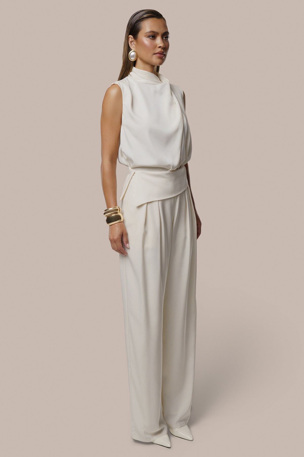 Ivory High Standards Drape Top - JLUXLABEL