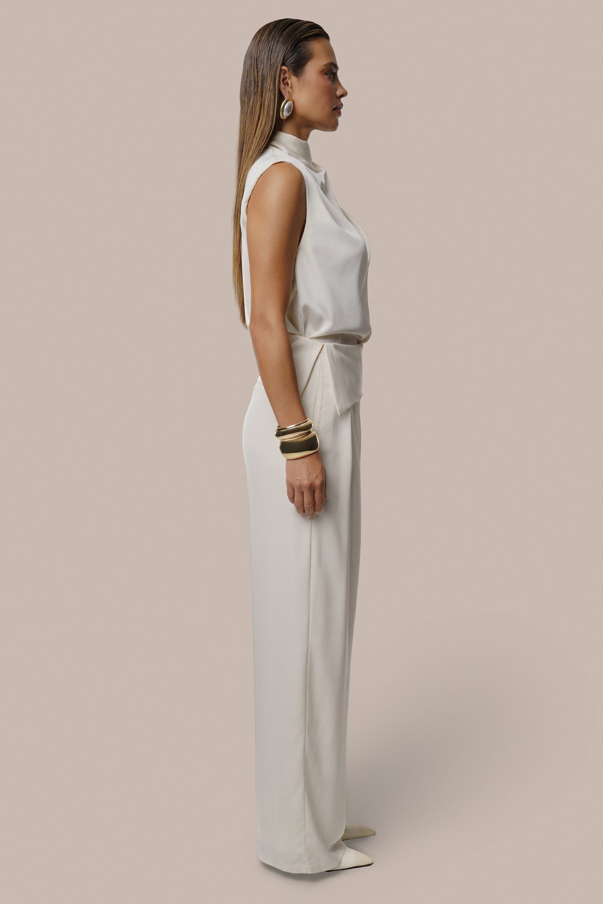 Ivory High Standards Drape Top - JLUXLABEL