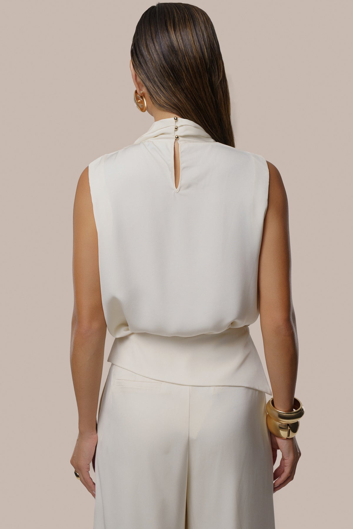 Ivory High Standards Drape Top - JLUXLABEL