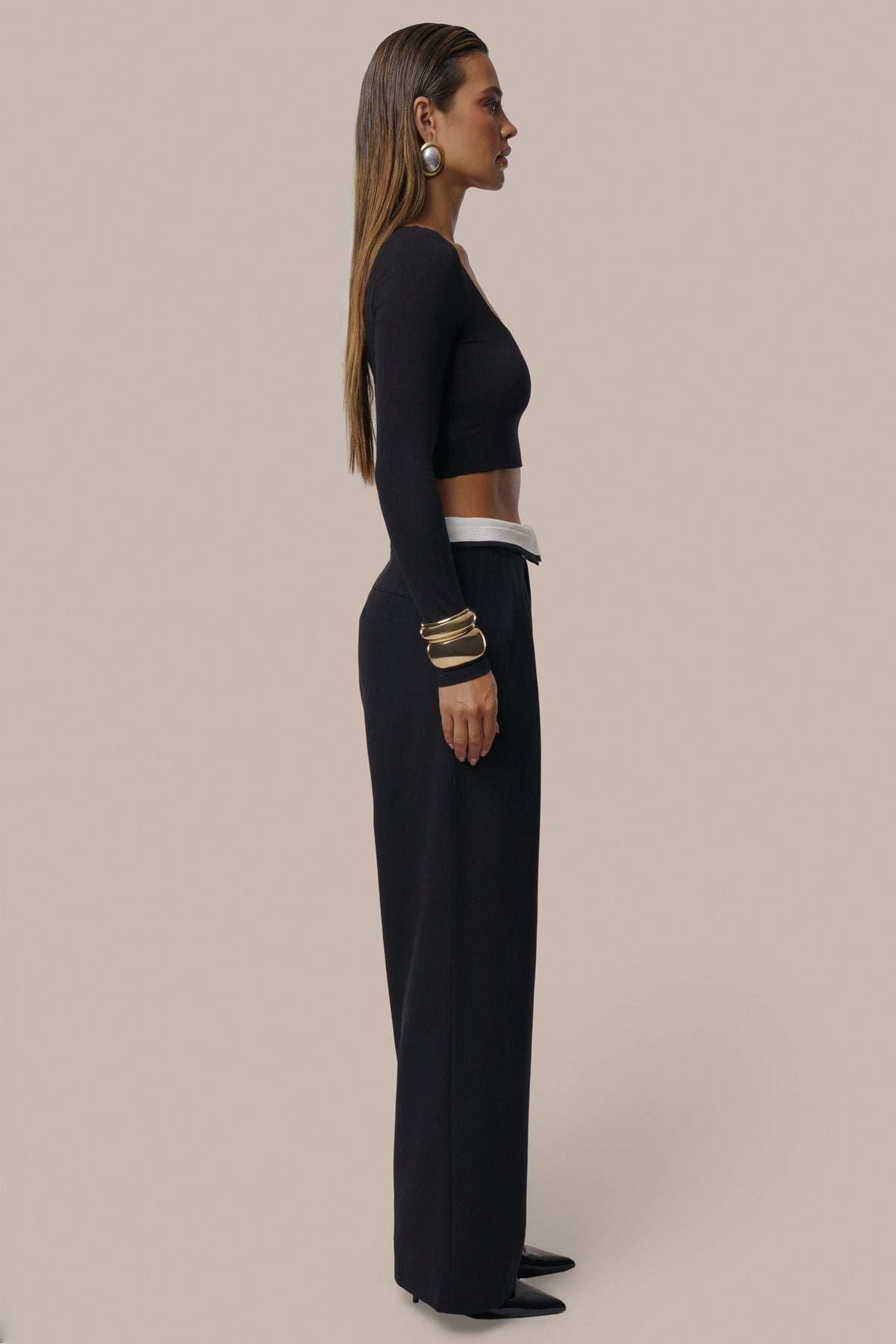 Black/Ivory Command Pleat Trouser