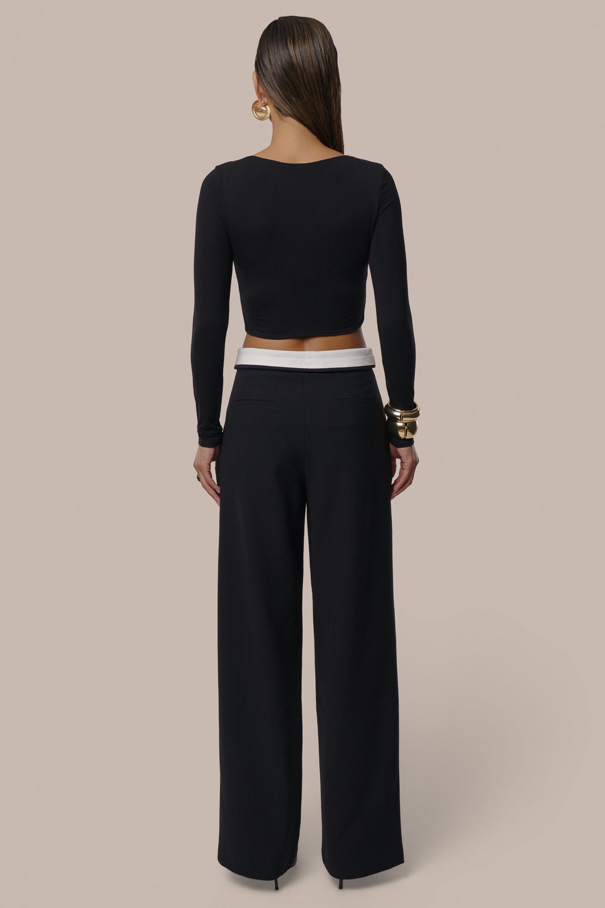 Black/Ivory Command Pleat Trouser