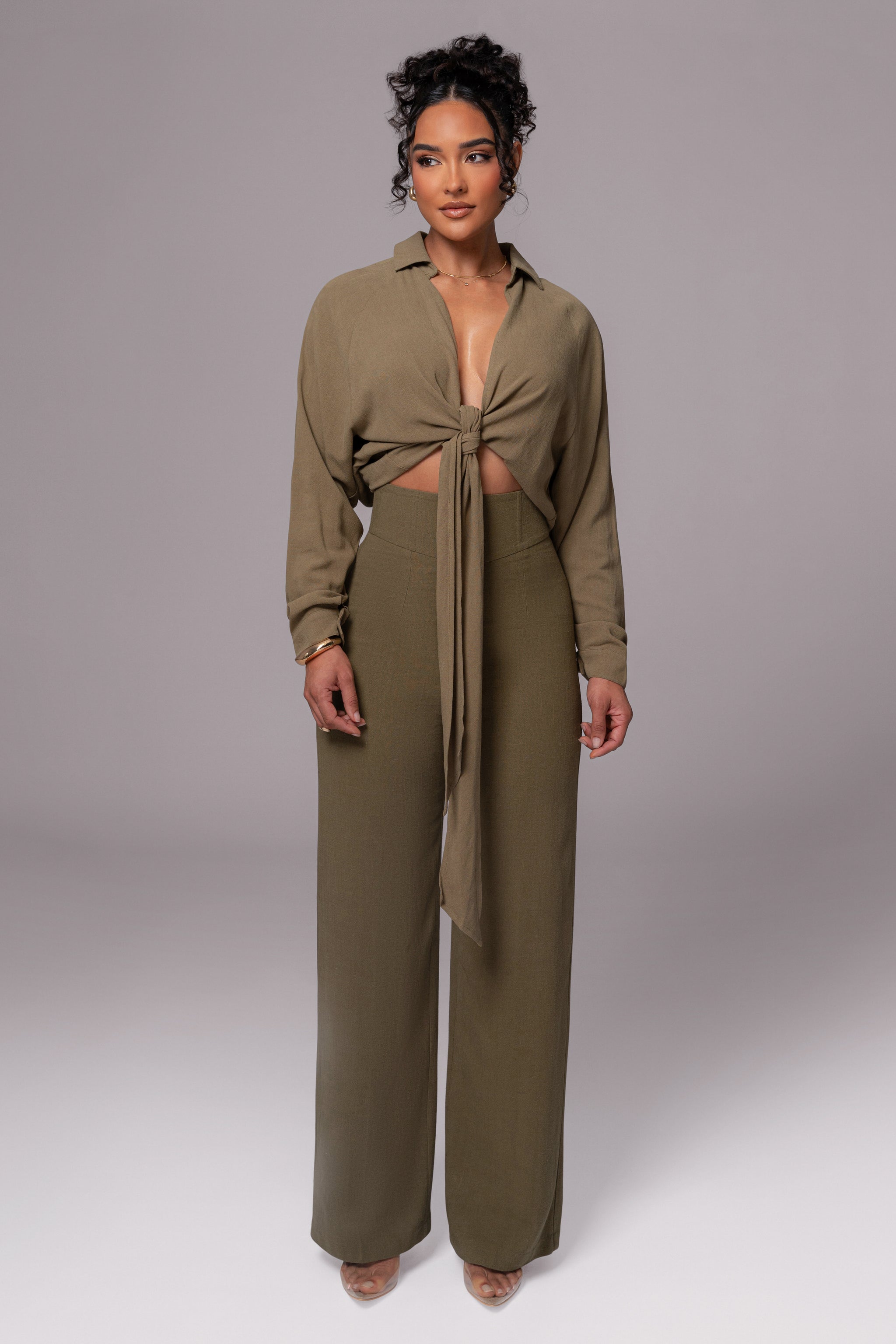 Pantalone Dritt Linen Pant - Olive