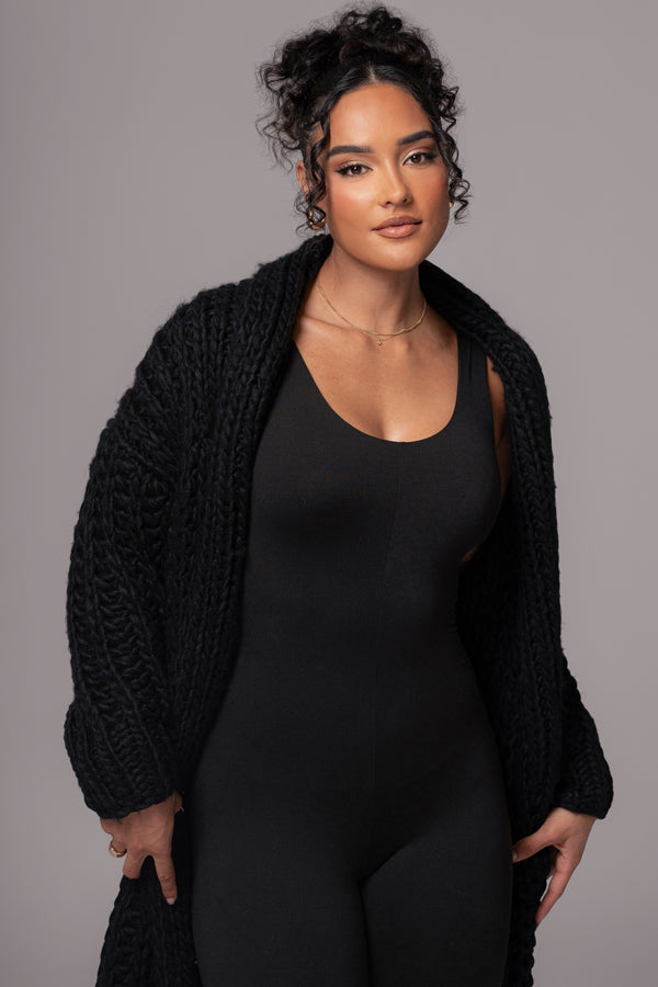 Black Hold Me Close Shawl Collar Cardigan