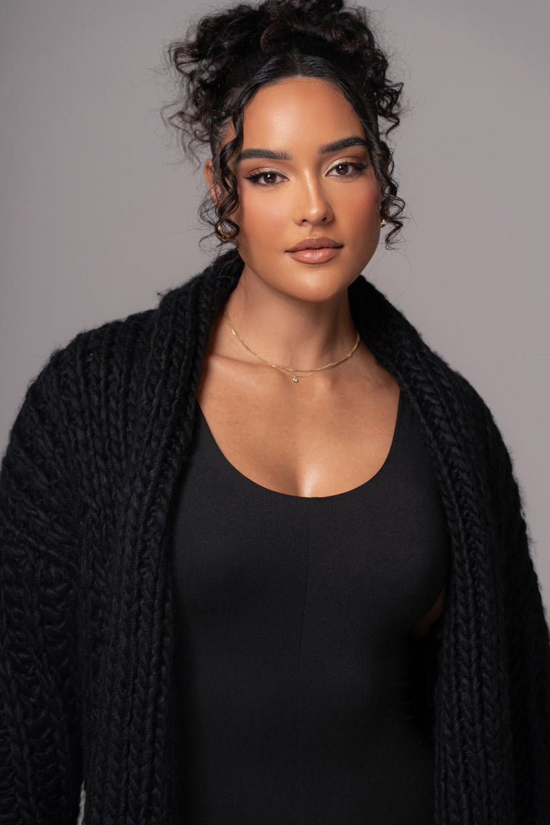 Black Hold Me Close Shawl Collar Cardigan