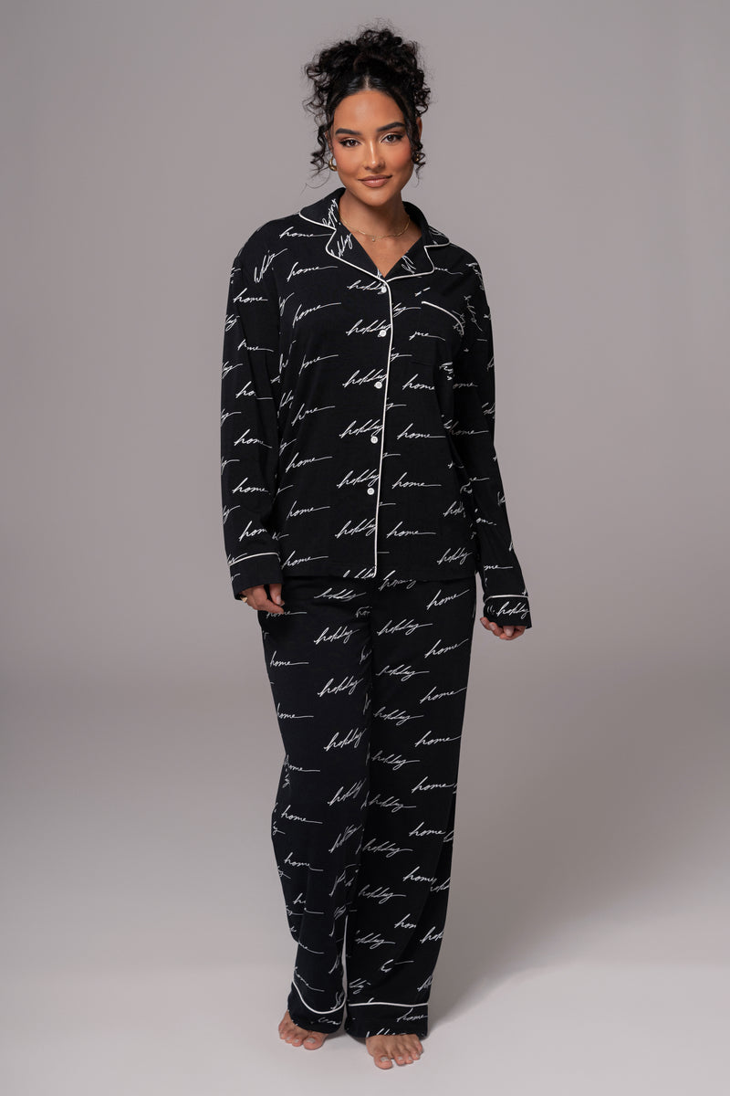 Black Home For The Holidays Adult Pajama Set