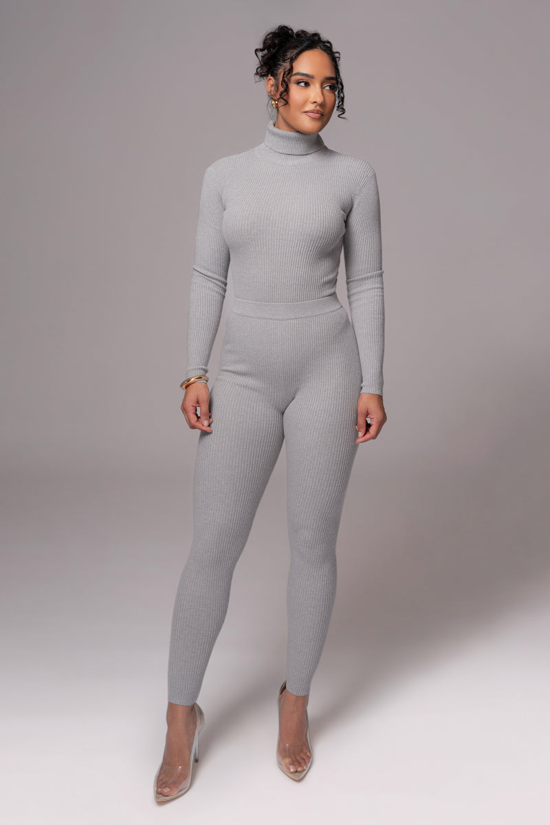 Heather Grey Arlett Turtleneck Bodysuit