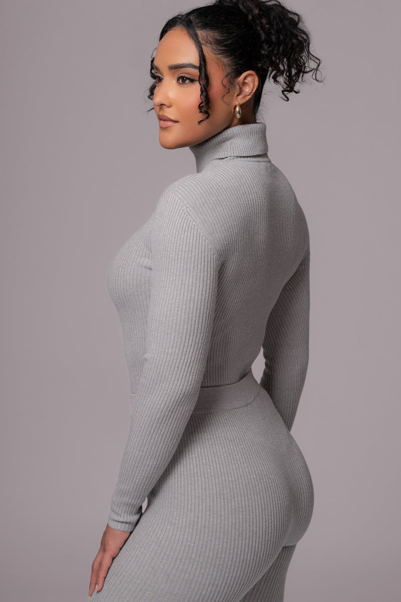 Heather Grey Arlett Turtleneck Bodysuit