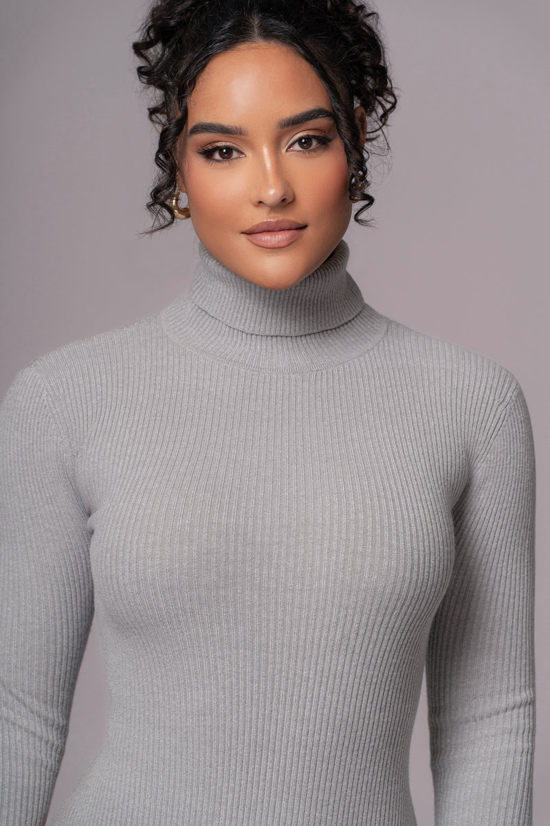 Heather Grey Arlett Turtleneck Bodysuit