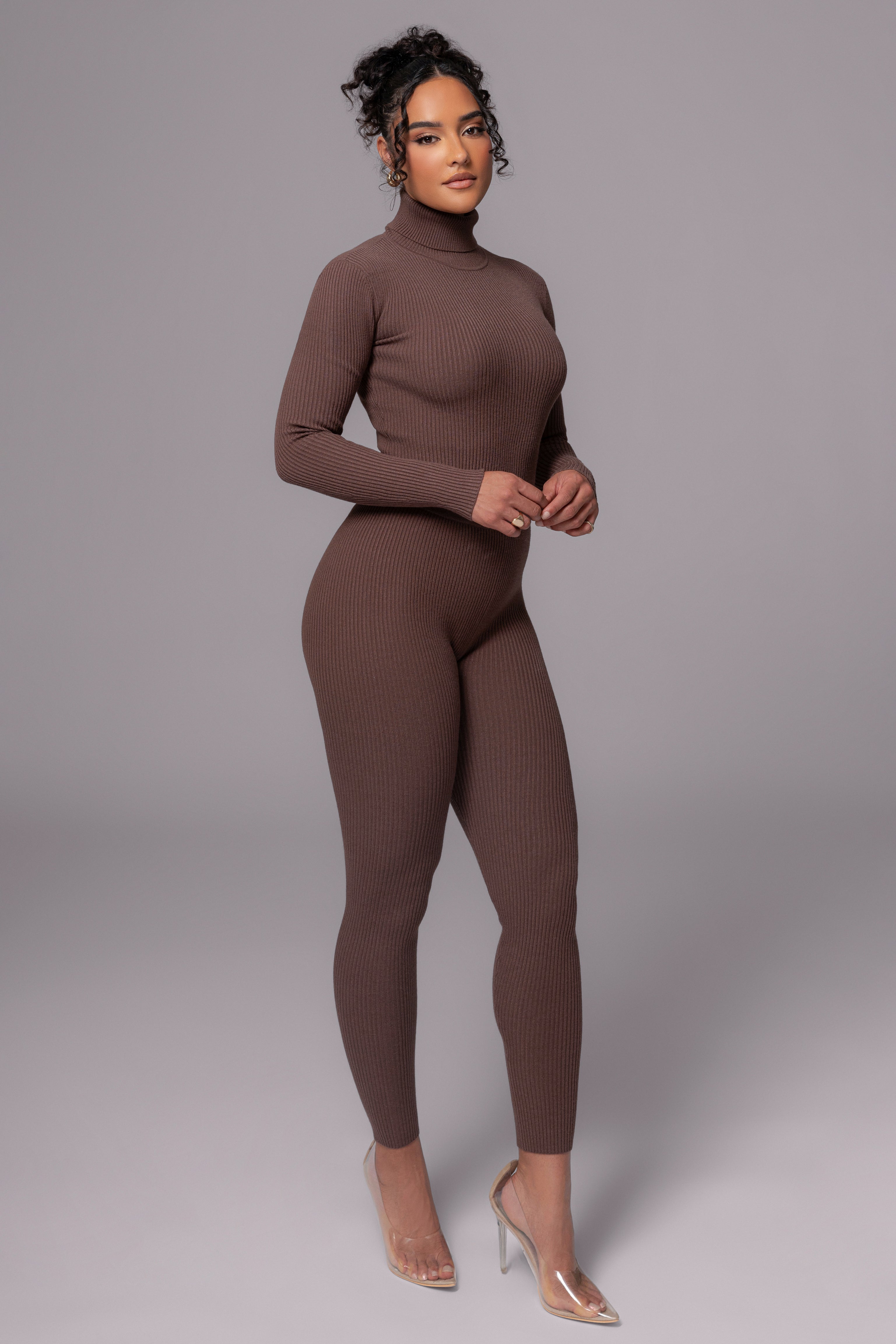 Chocolate Naaya Ribbed Leggings - JLUXLABEL