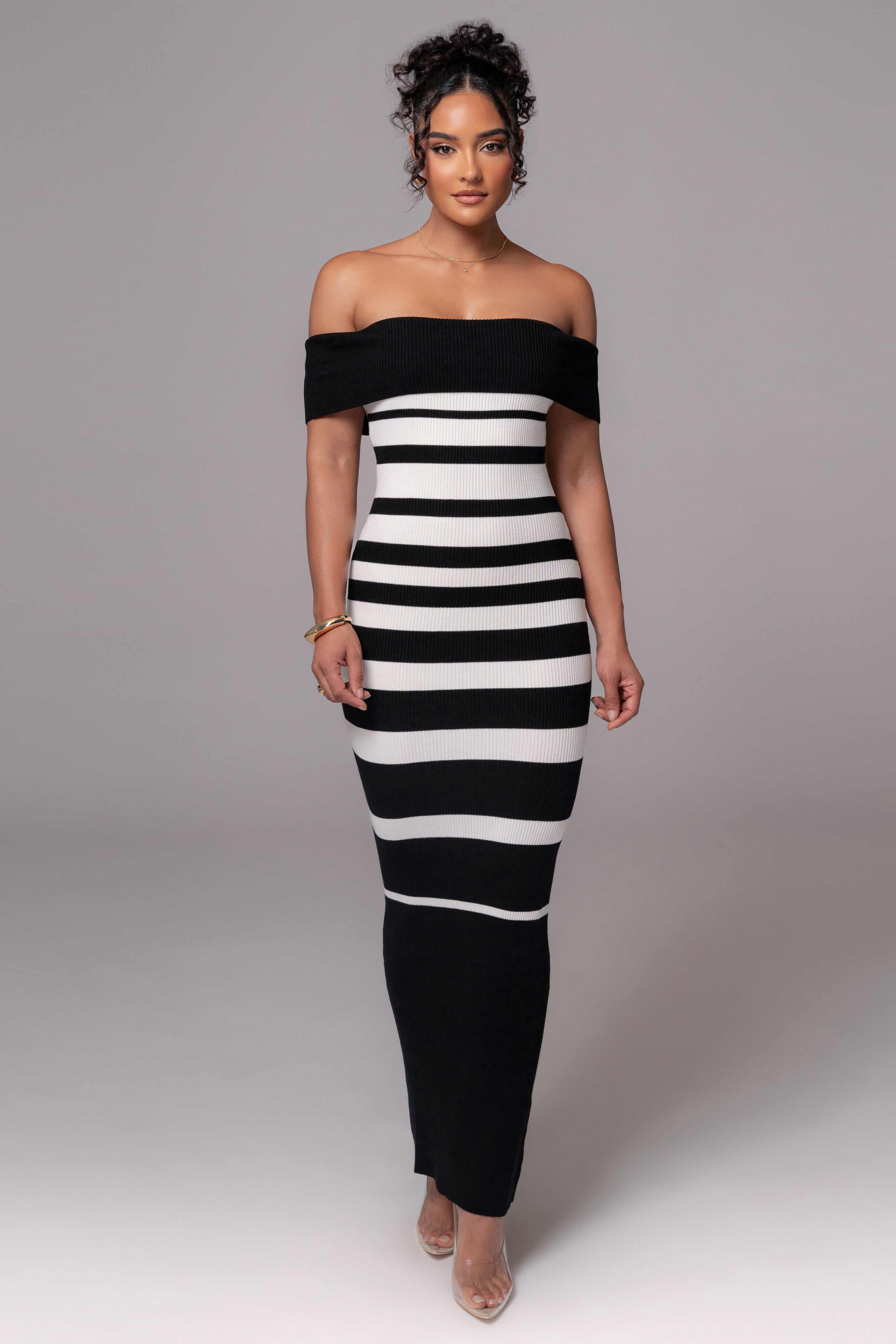 Black/Ivory Striped Custom  Maxi Dress