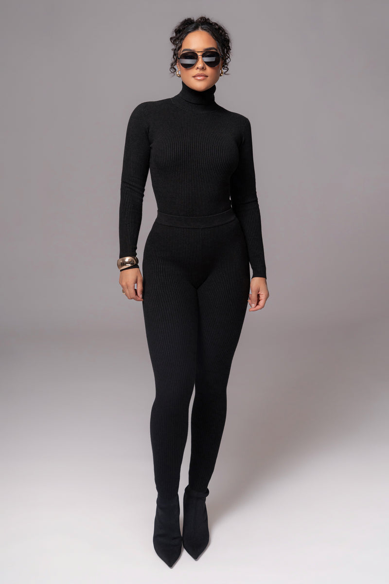 Black Naaya Ribbed Leggings