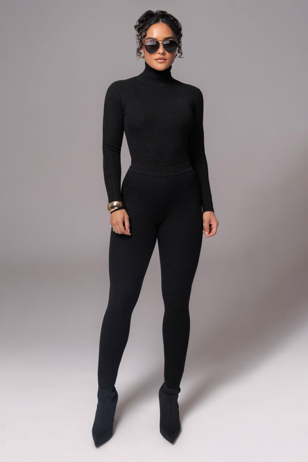 Black Naaya Ribbed Leggings