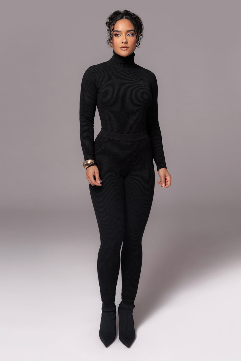 Black Naaya Ribbed Leggings