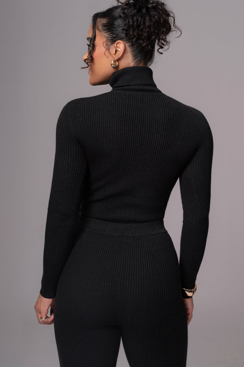 Black Arlett Turtleneck Bodysuit