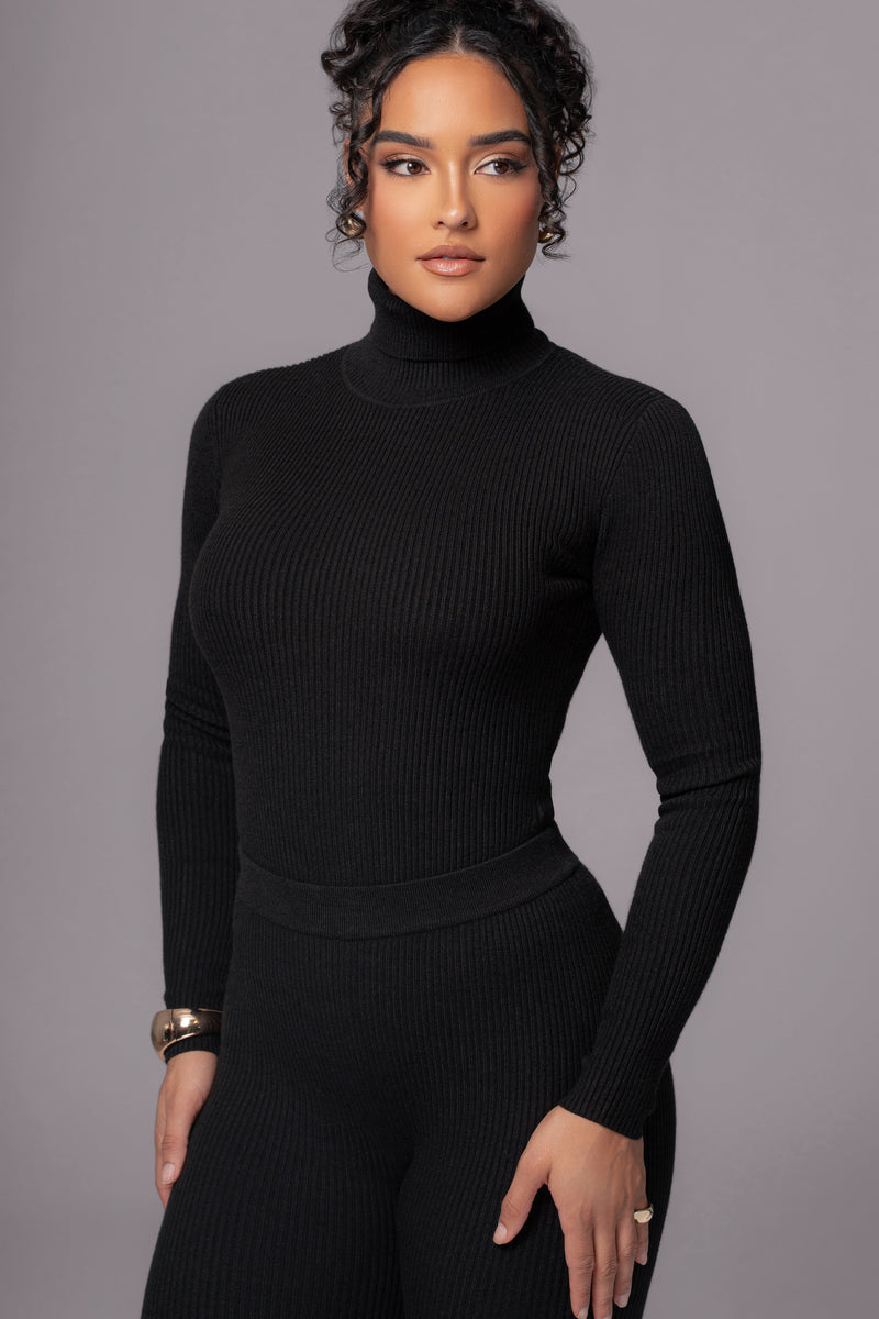 Black Arlett Turtleneck Bodysuit