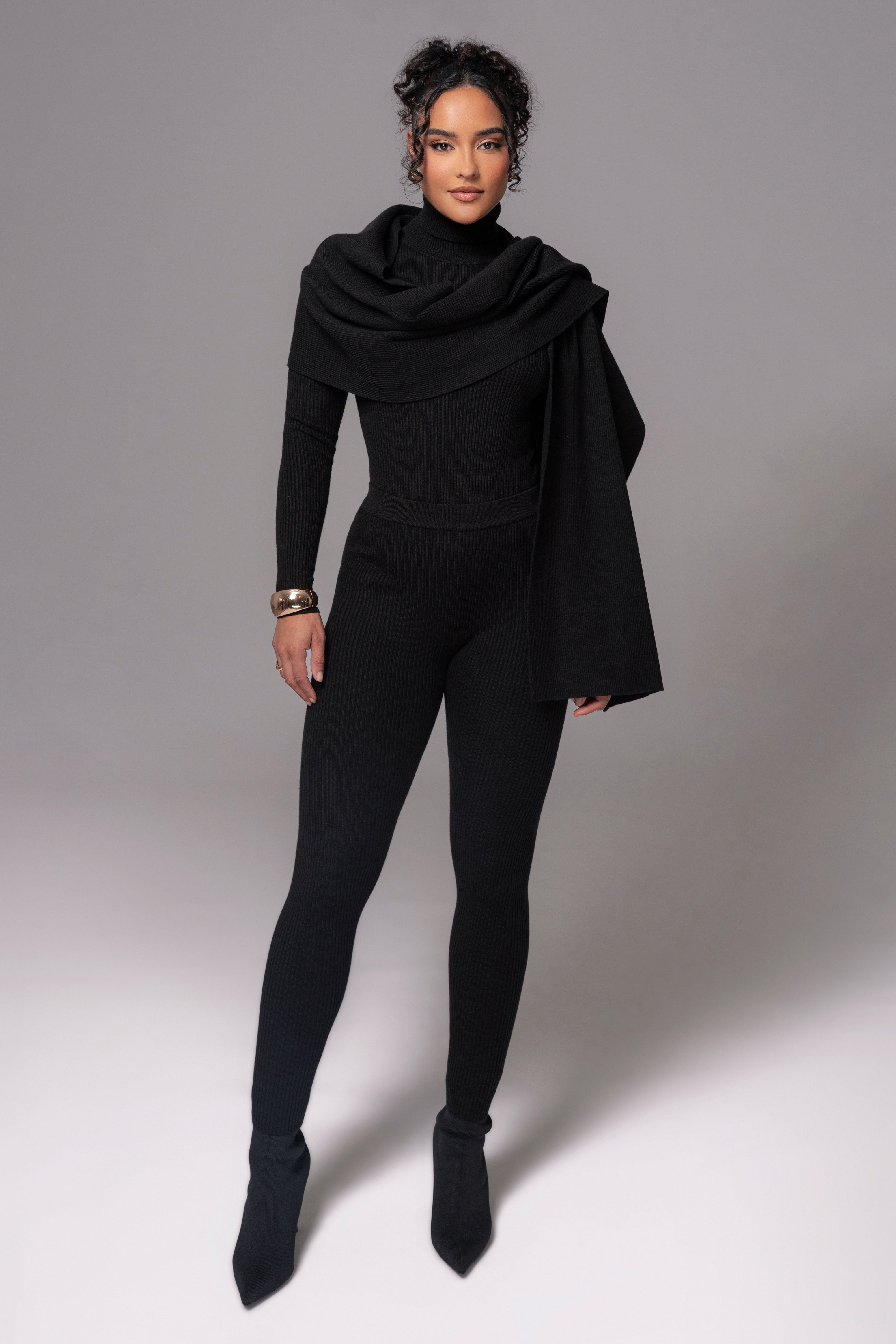 Black Naaya Ribbed Leggings - JLUXLABEL
