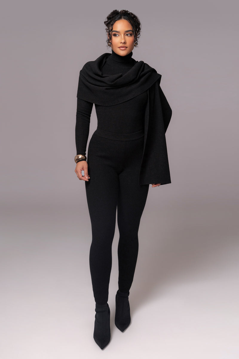 Black Naaya Ribbed Leggings