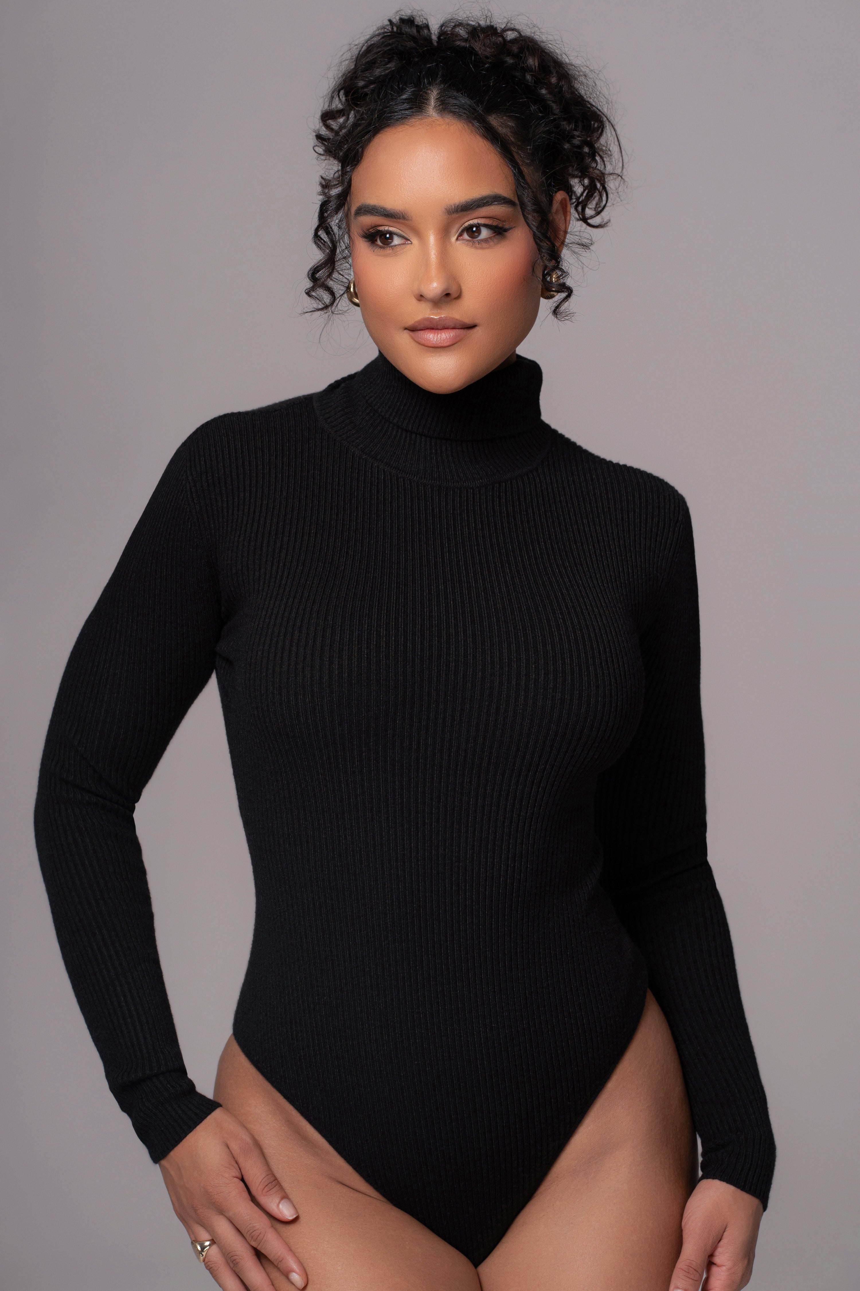 Black Arlett Turtleneck Bodysuit - JLUXLABEL