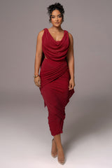 Red Divine Drape Skirt Set