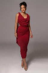 Red Divine Drape Skirt Set