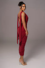 Red Divine Drape Skirt Set