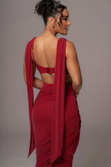 Red Divine Drape Skirt Set