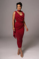 Red Divine Drape Skirt Set