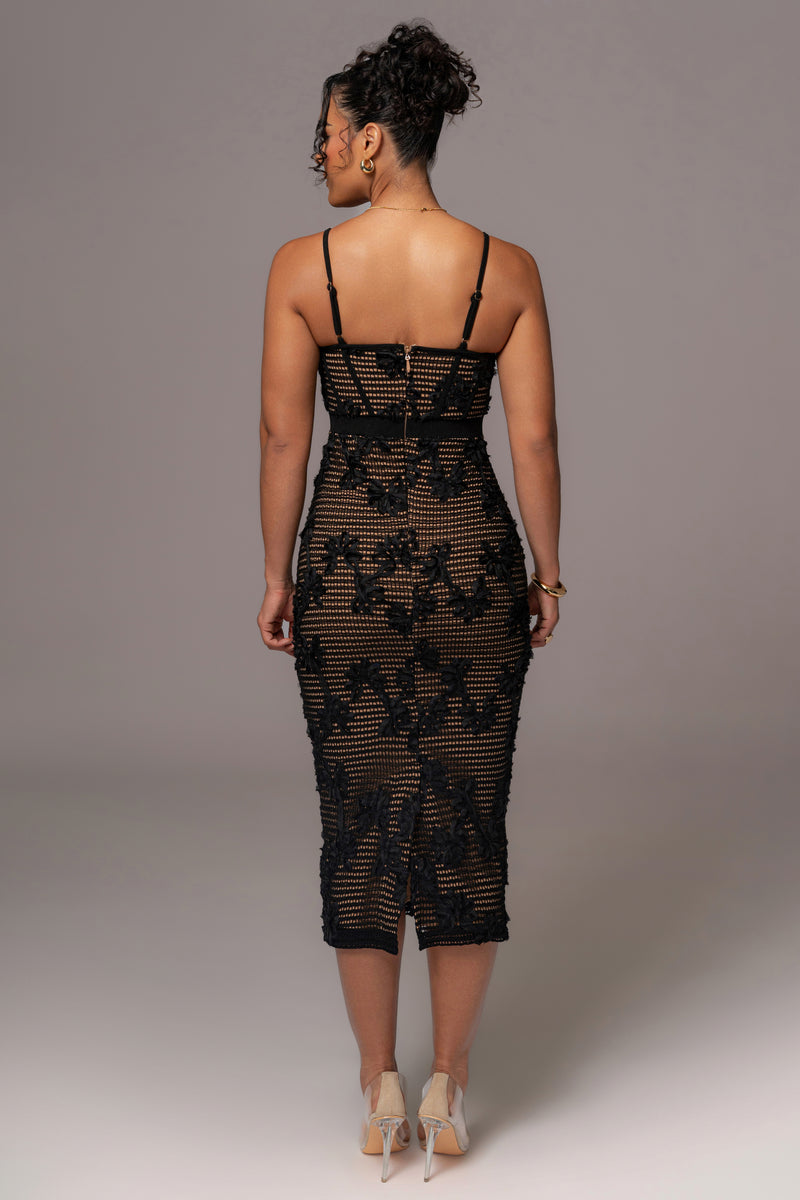 Black Angelic Lace Midi Dress