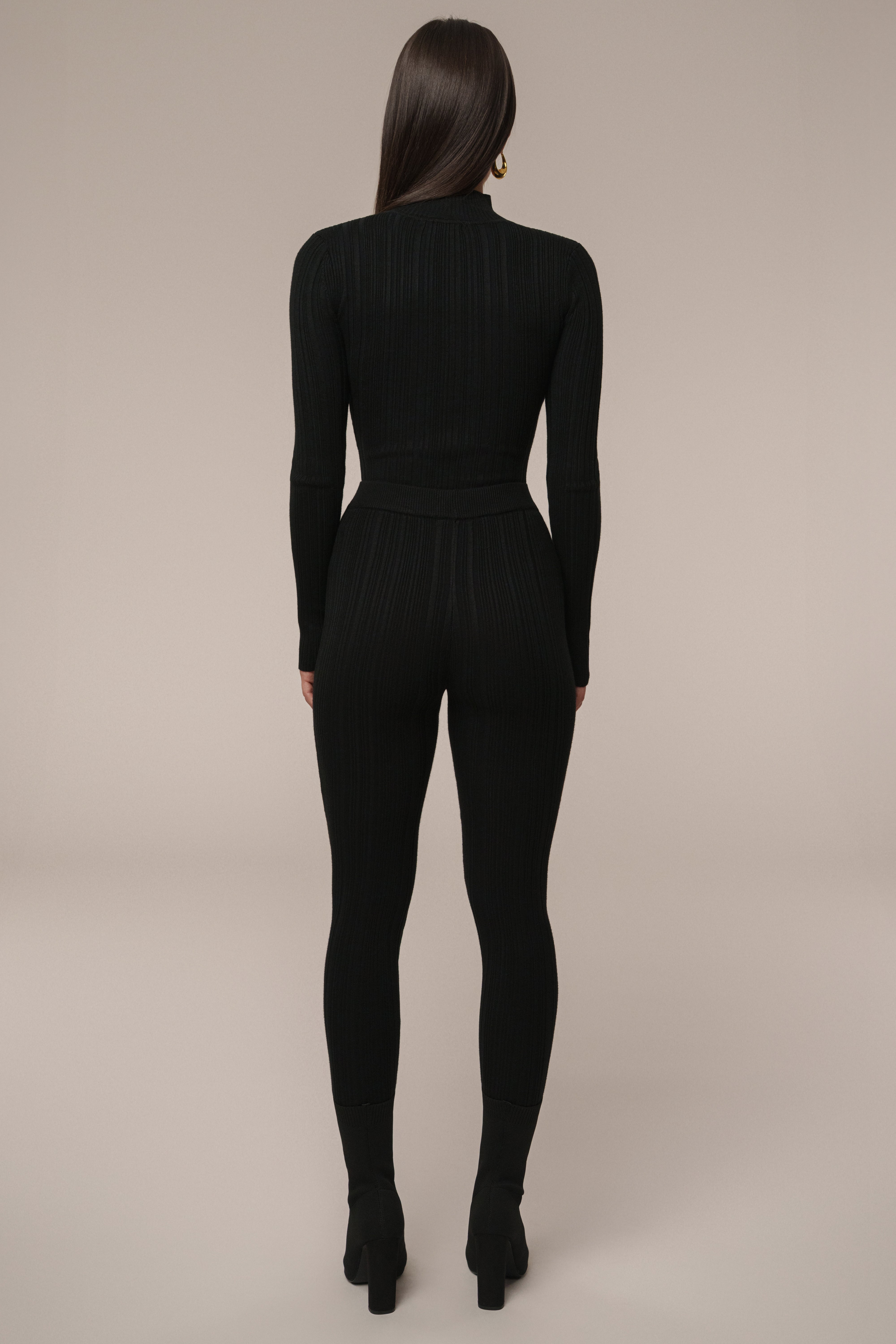 Black Ribbed High Waist Leggings