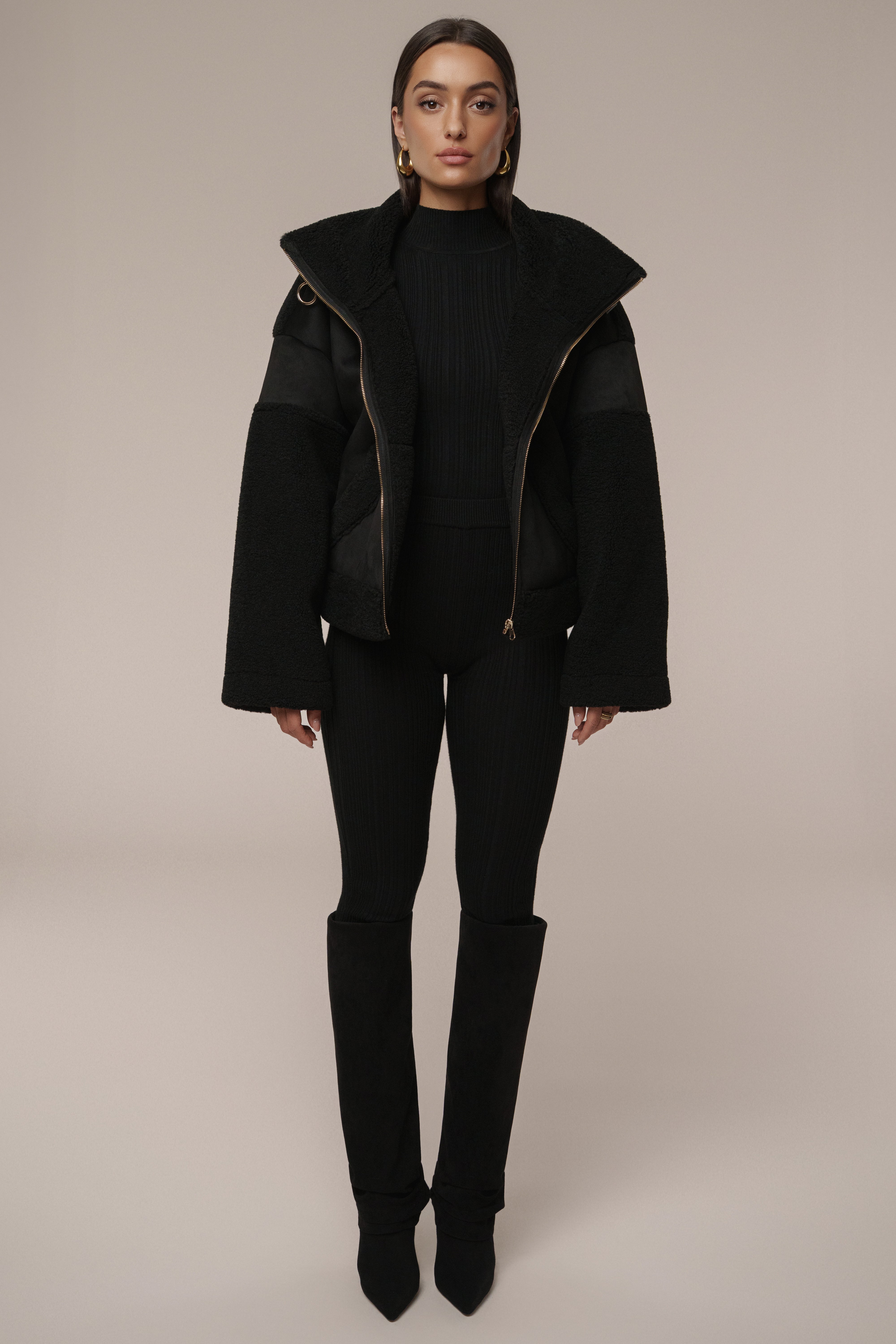 Black Ribbed High Waist Leggings - JLUXLABEL