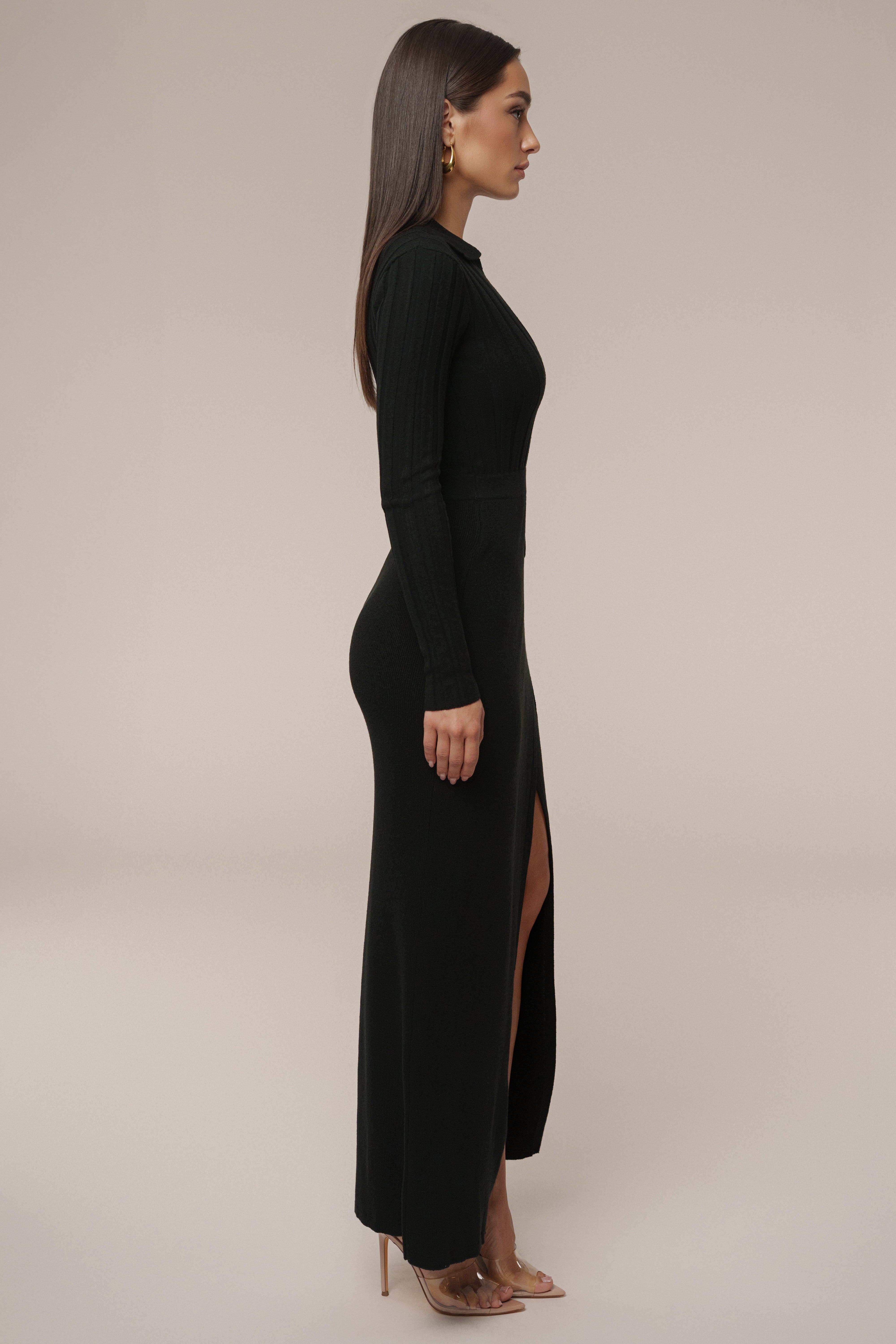 Black Emma Knit Maxi Dress - JLUXLABEL