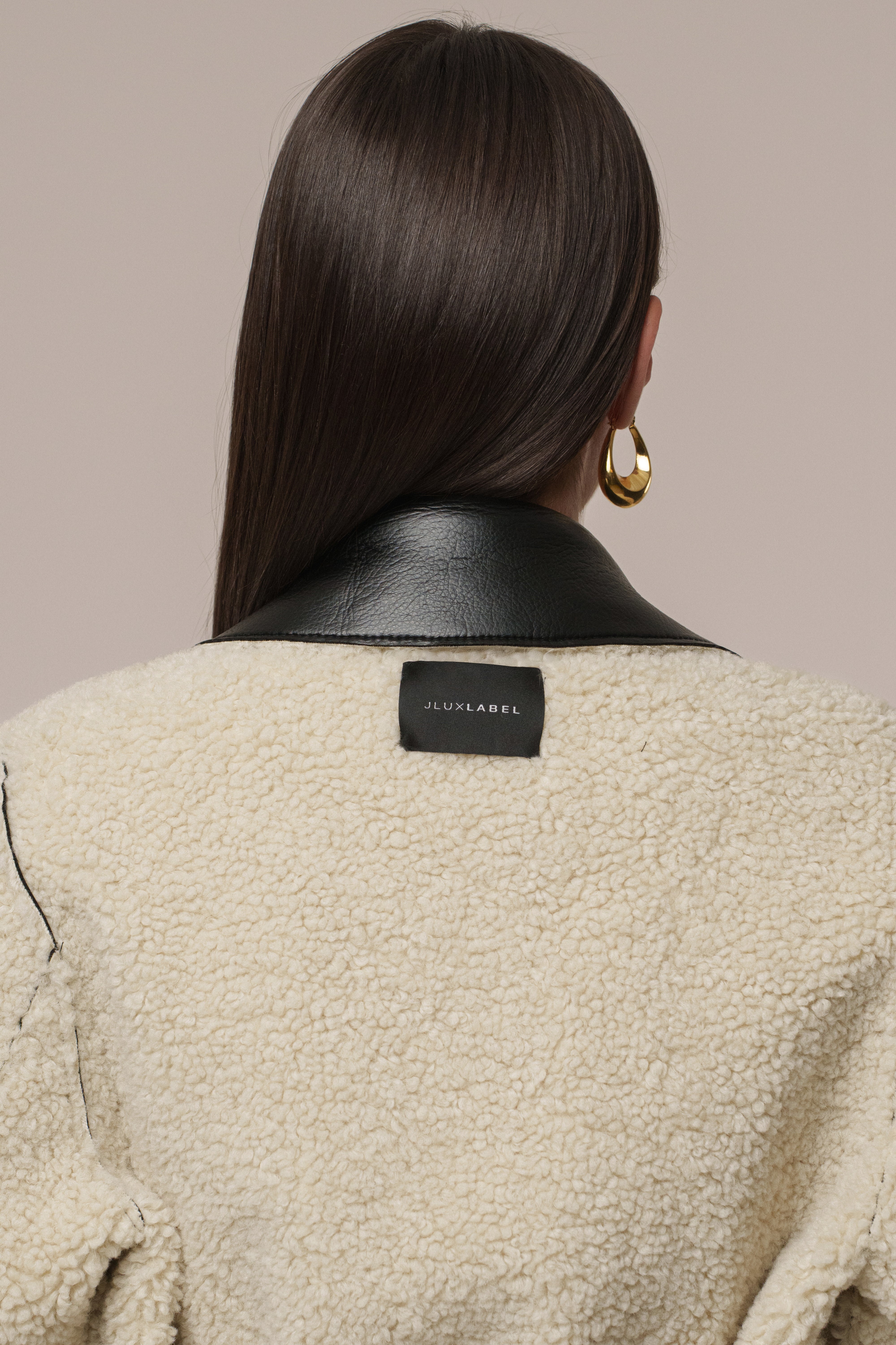 Black/Ivory Sherpa And Faux Leather Coat - JLUXLABEL