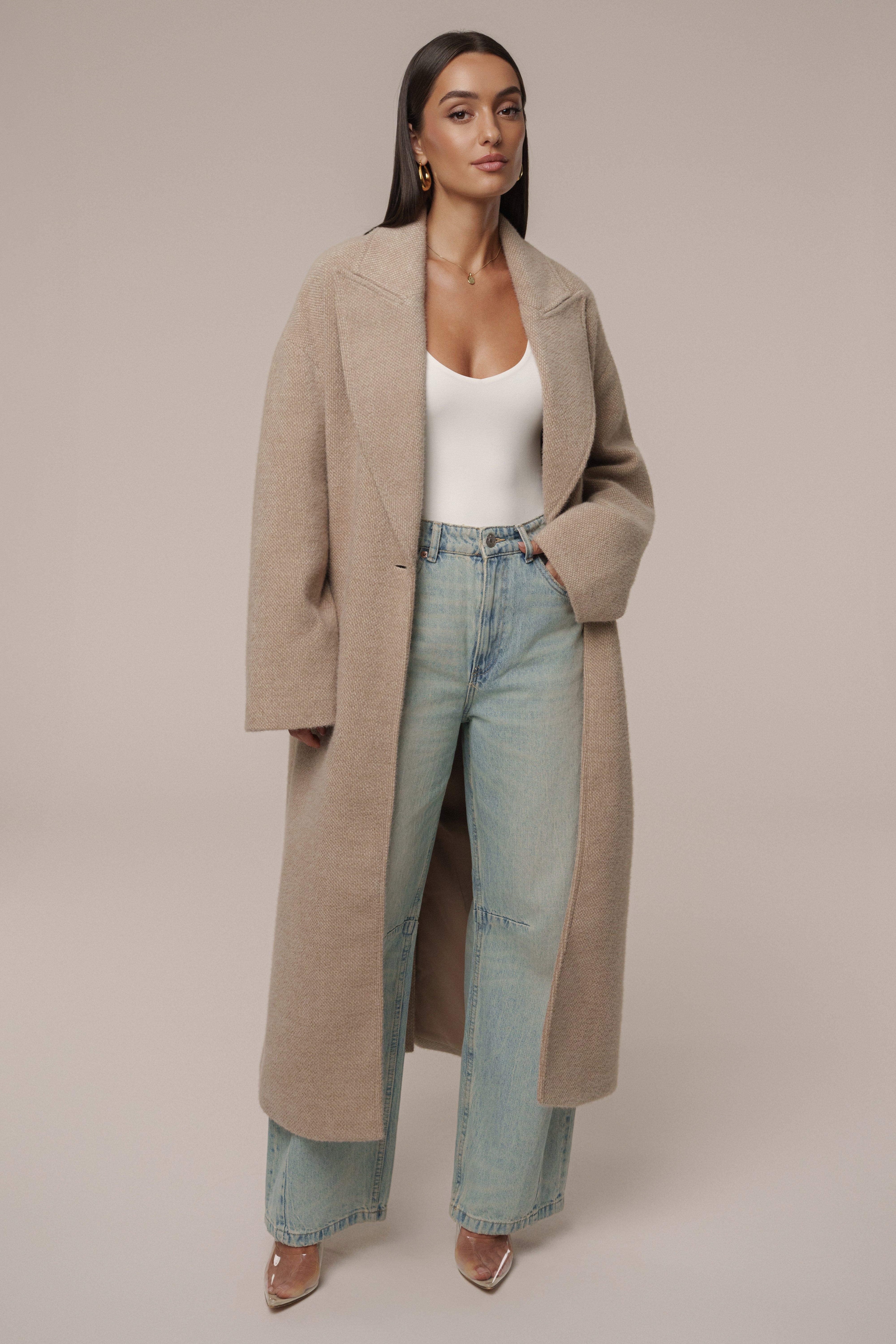 Sand Dion Oversized Coat - JLUXLABEL