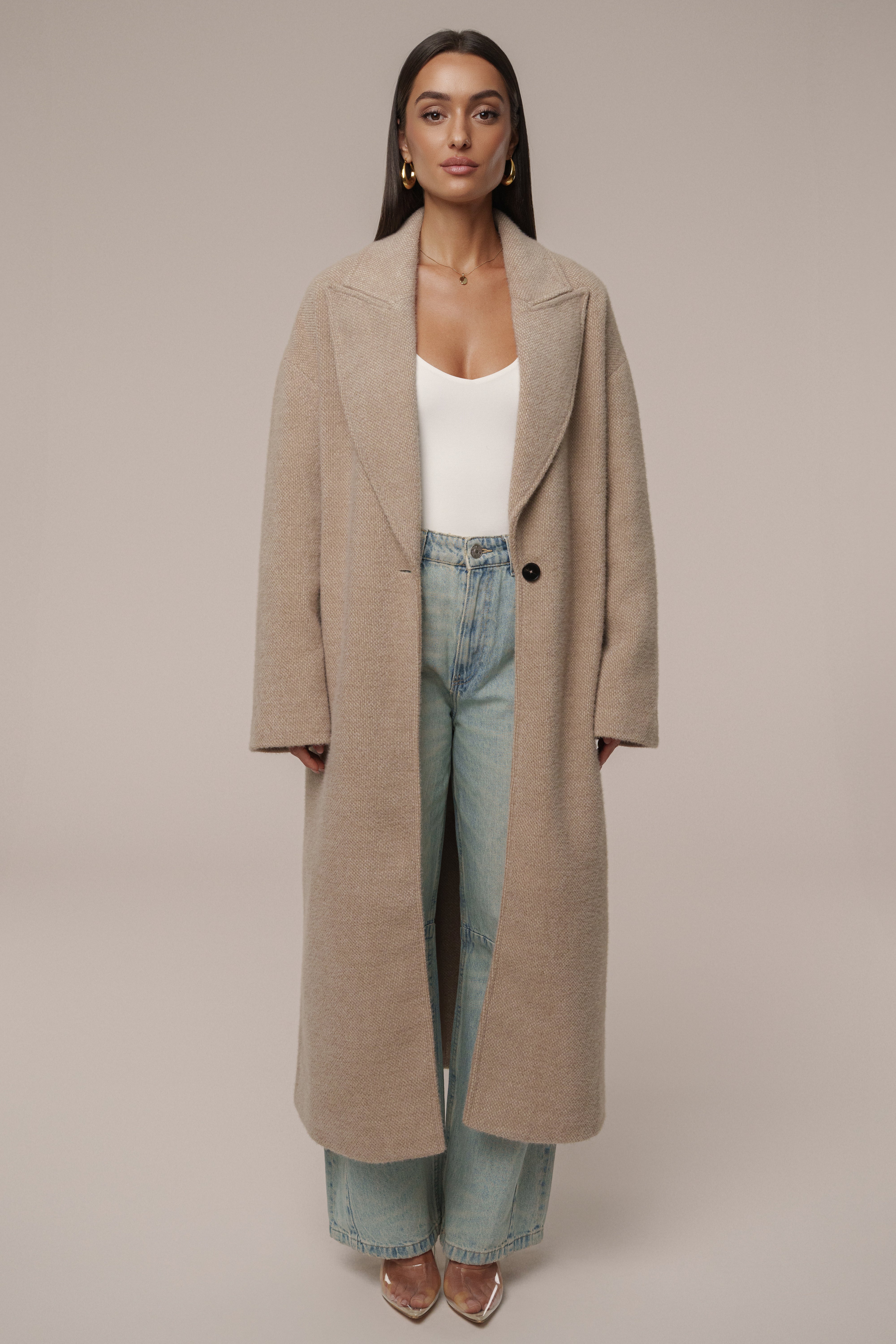Sand Dion Oversized Coat - JLUXLABEL