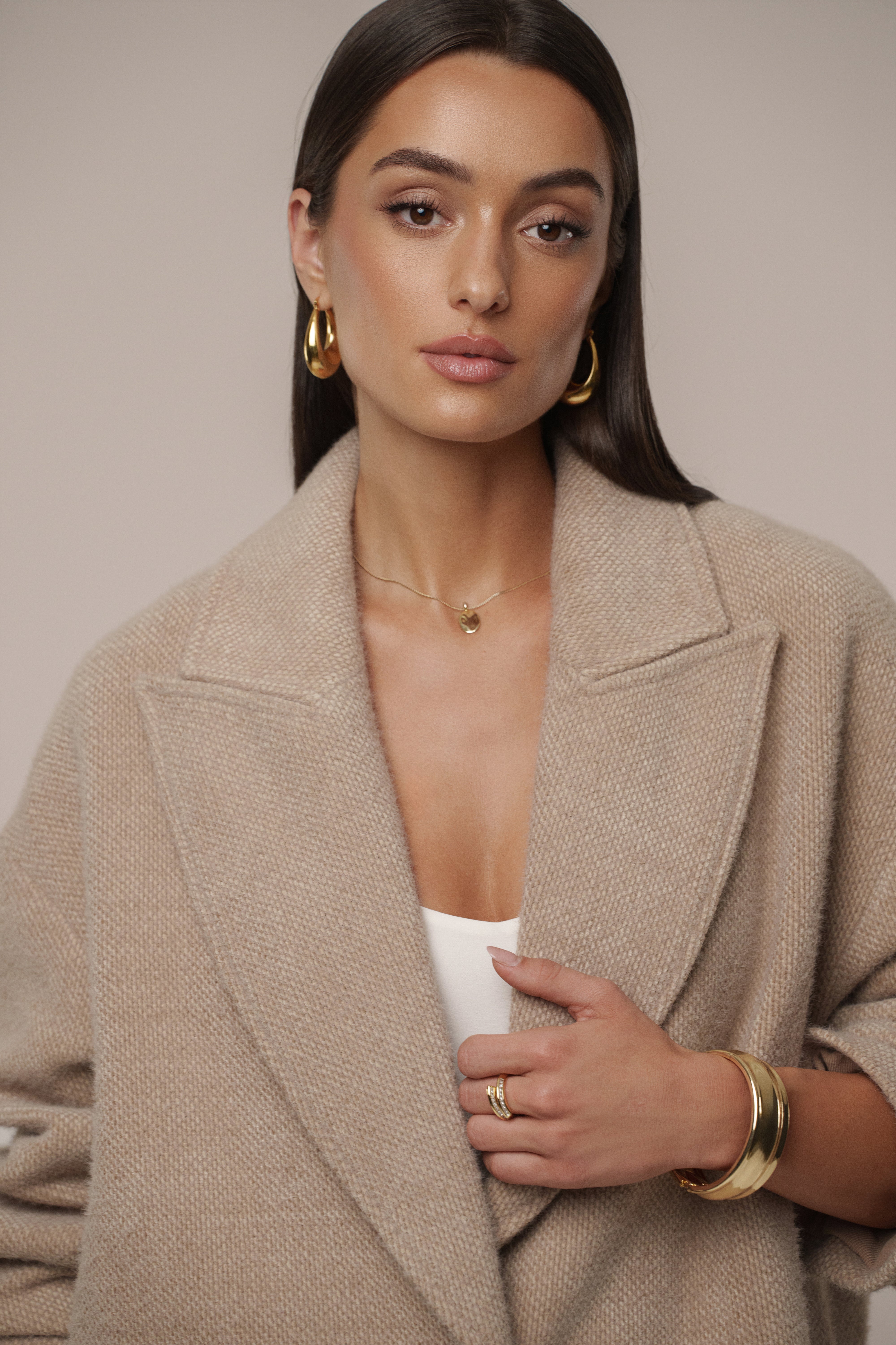 Sand Dion Oversized Coat - JLUXLABEL