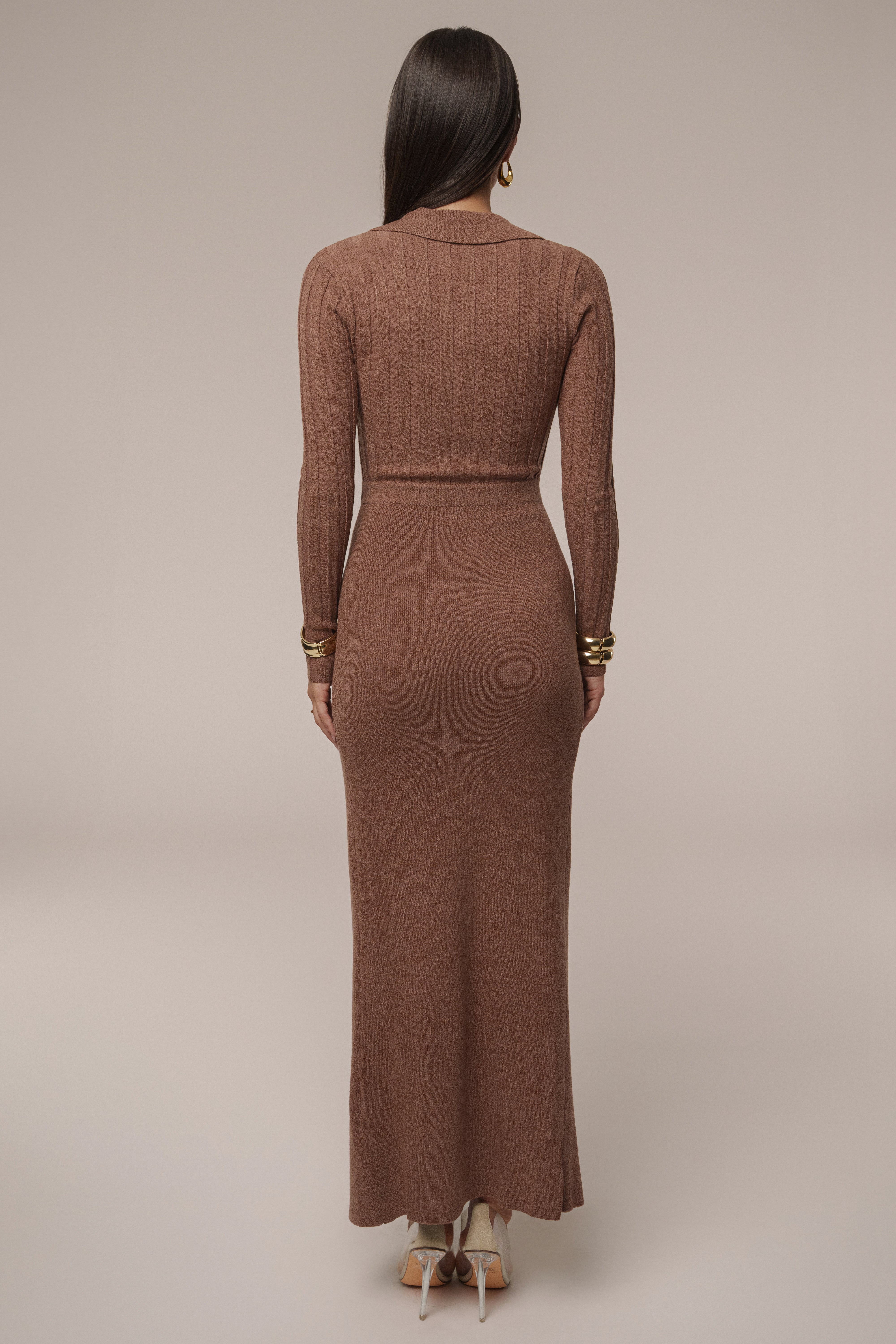 Chocolate Emma Knit Maxi Dress - JLUXLABEL