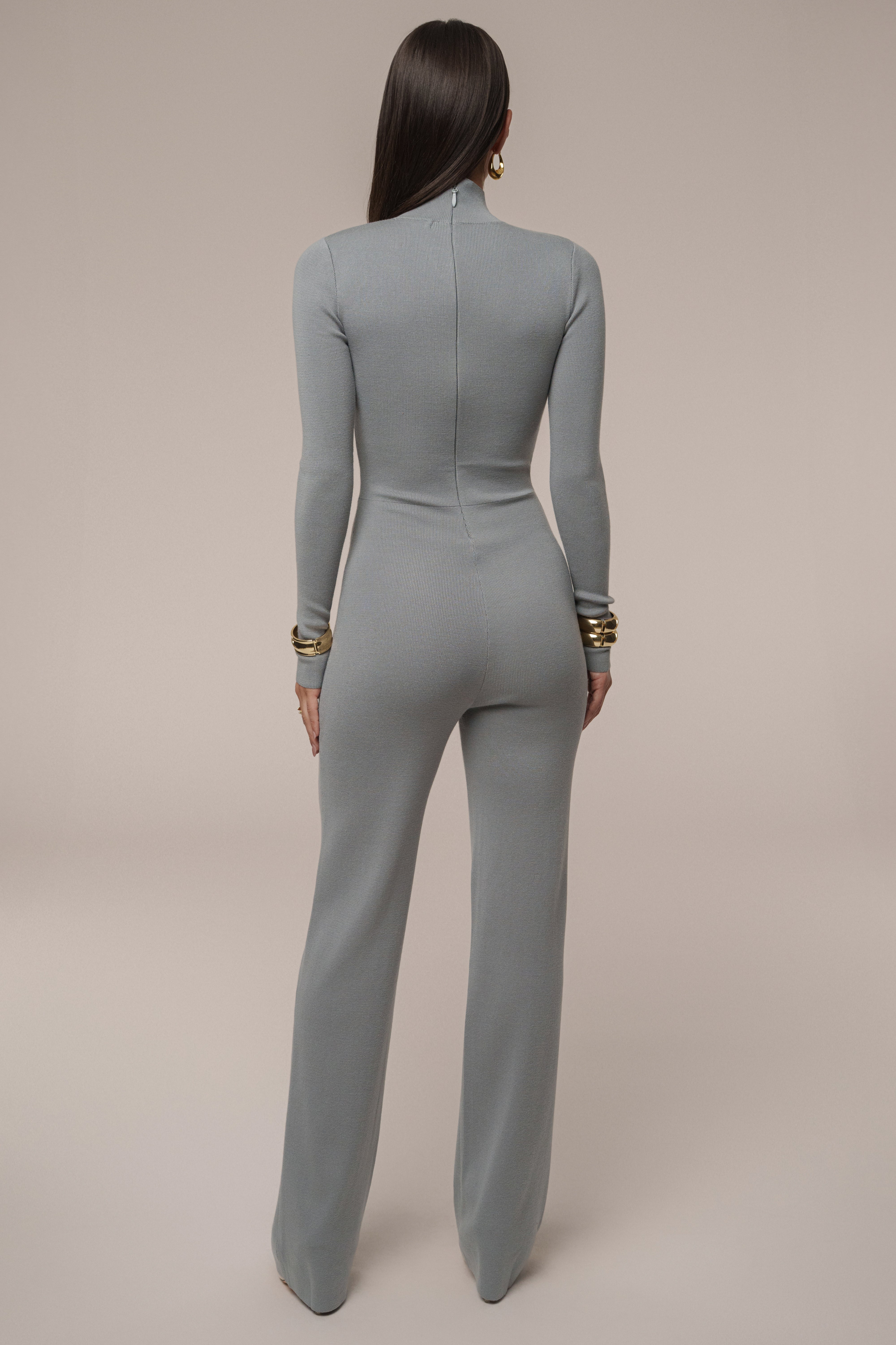 Grey Noel Sweater Knit Jumpsuit - JLUXLABEL