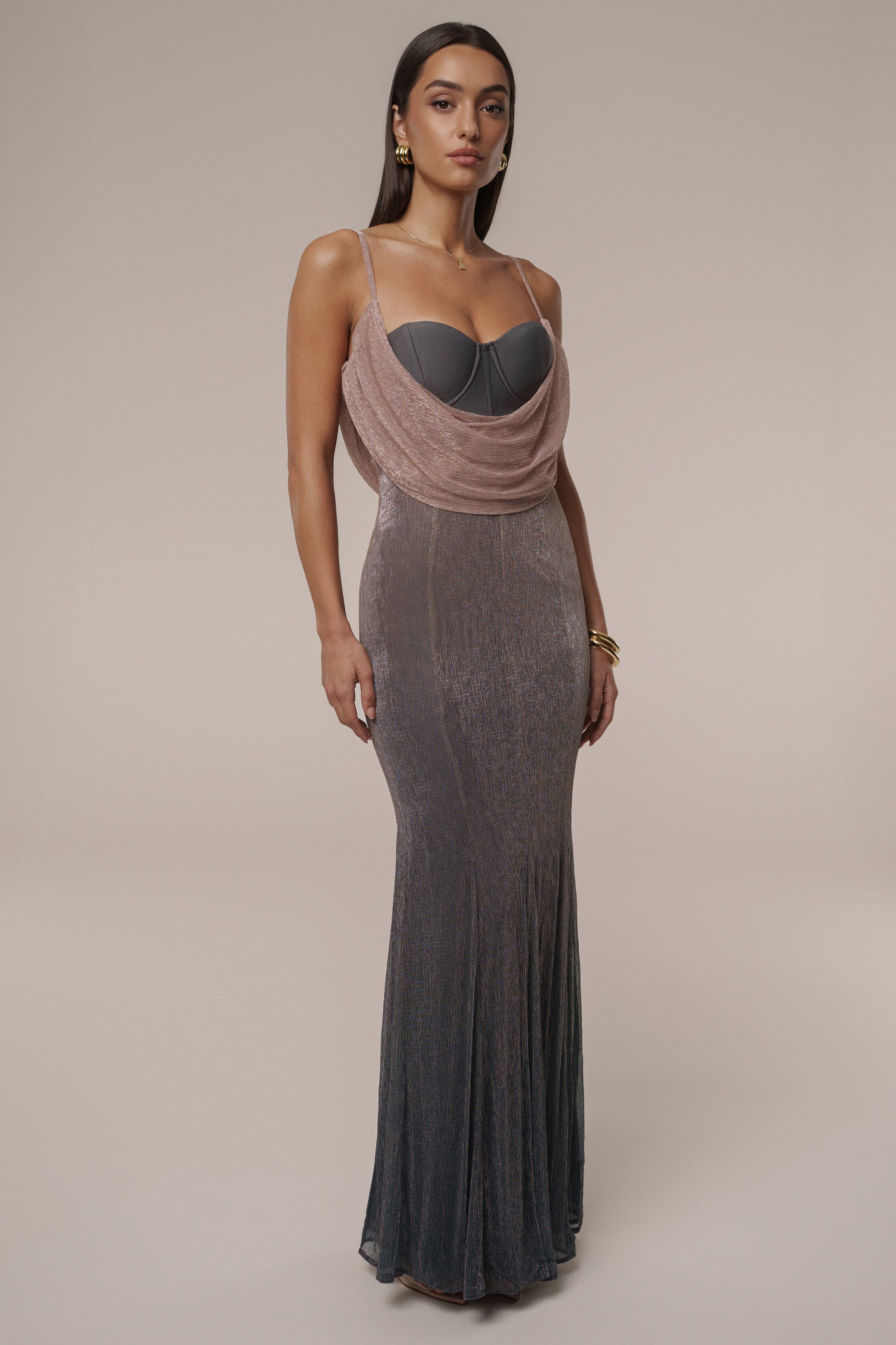 Pink Dusk Shimmery Nights Maxi Dress