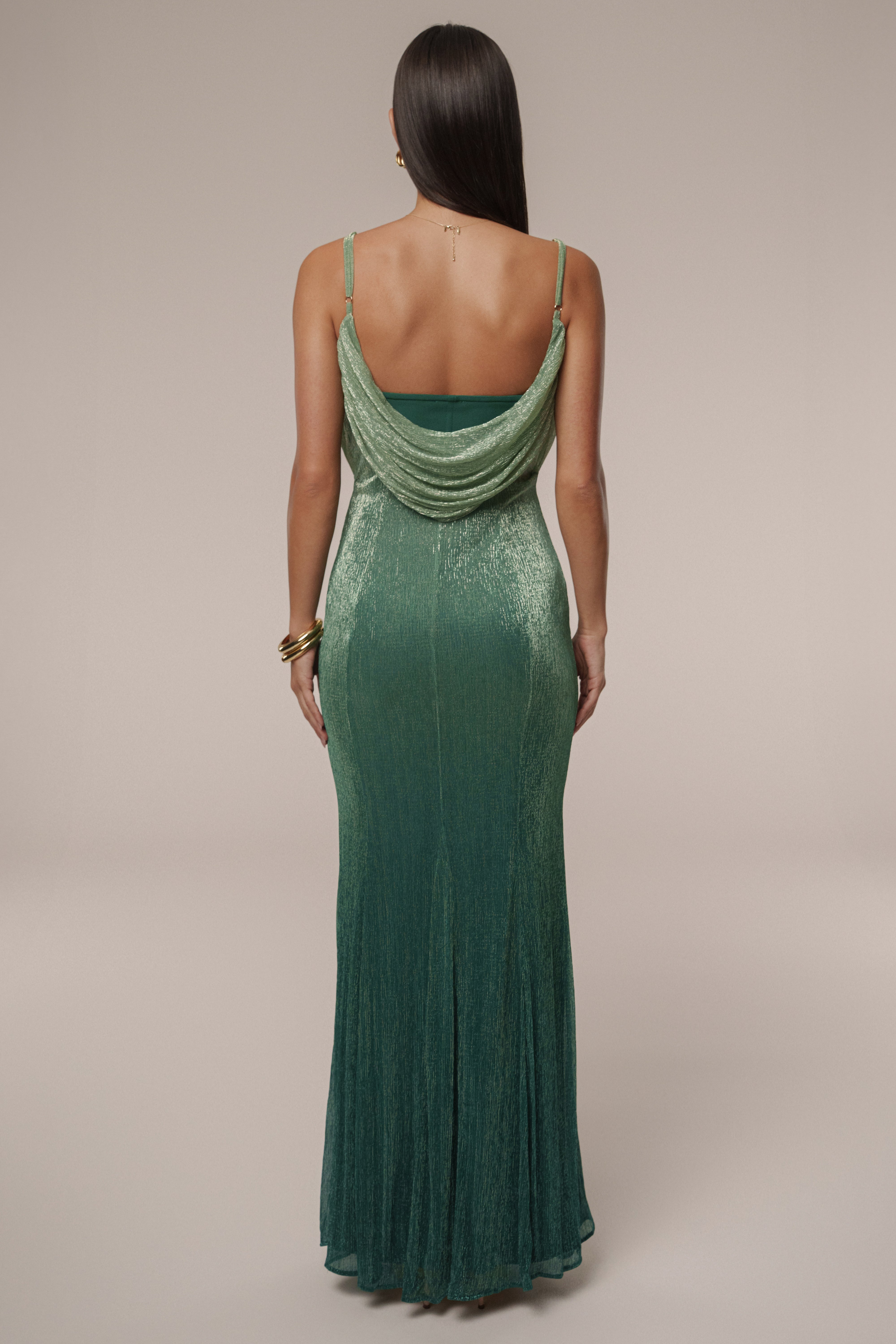 Green Shimmery Nights Maxi Dress - JLUXLABEL