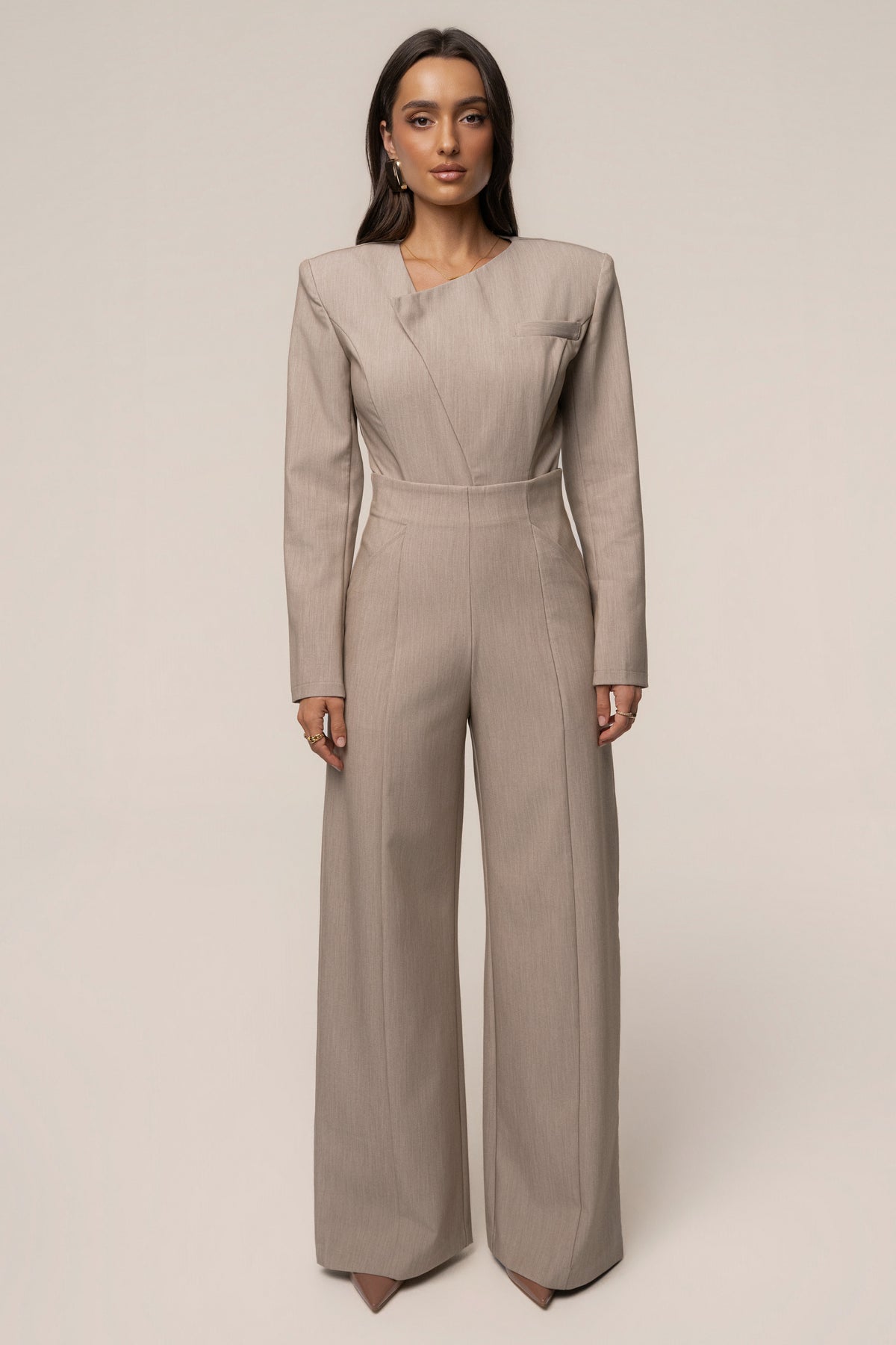 Heather Beige Power Move High Waist Trouser