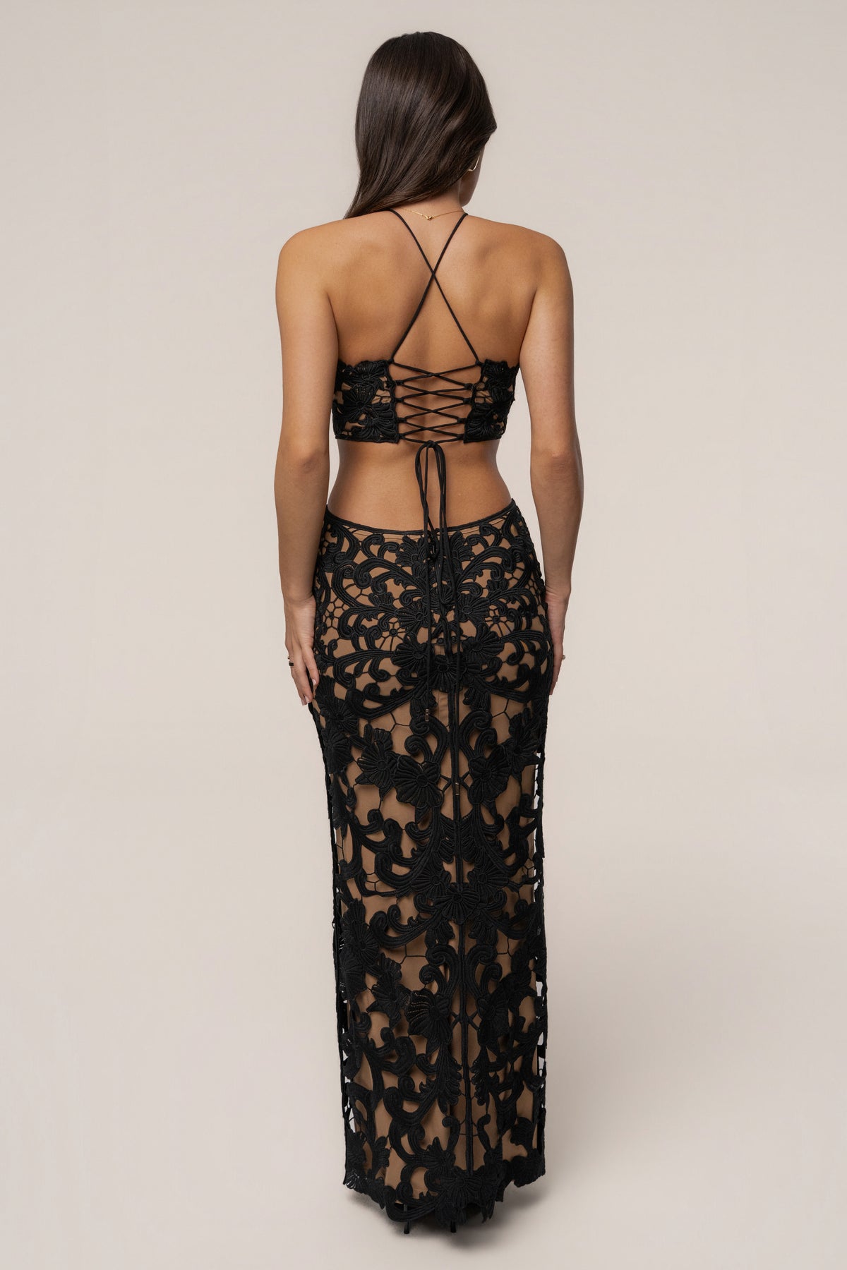 Black Chateau Lace Maxi Dress - JLUXLABEL