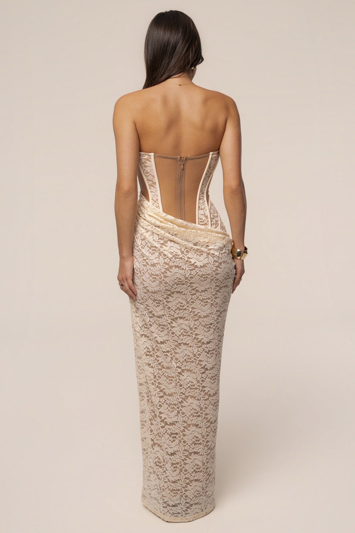 Cream Main Event Lace Corset Dress - JLUXLABEL