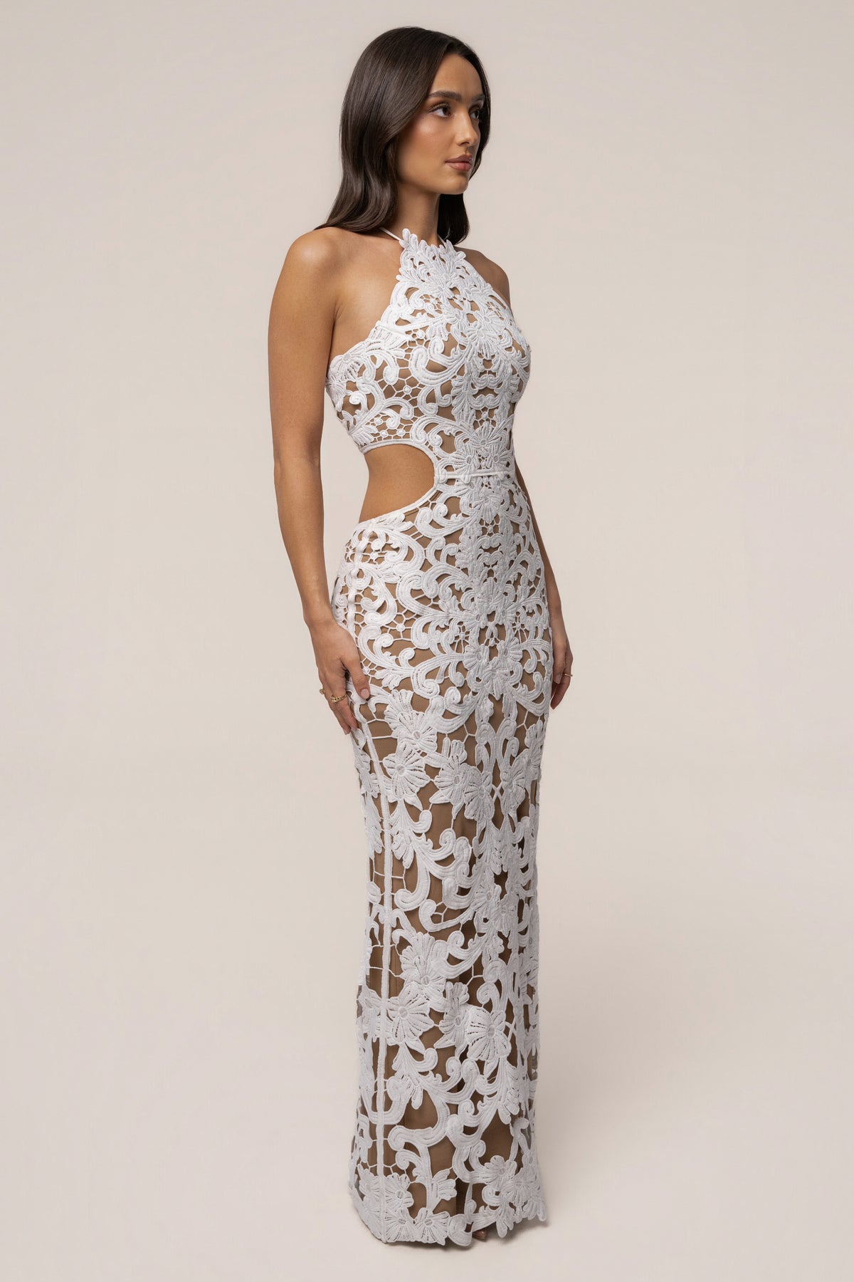 Ivory Chateau Lace Maxi Dress - JLUXLABEL