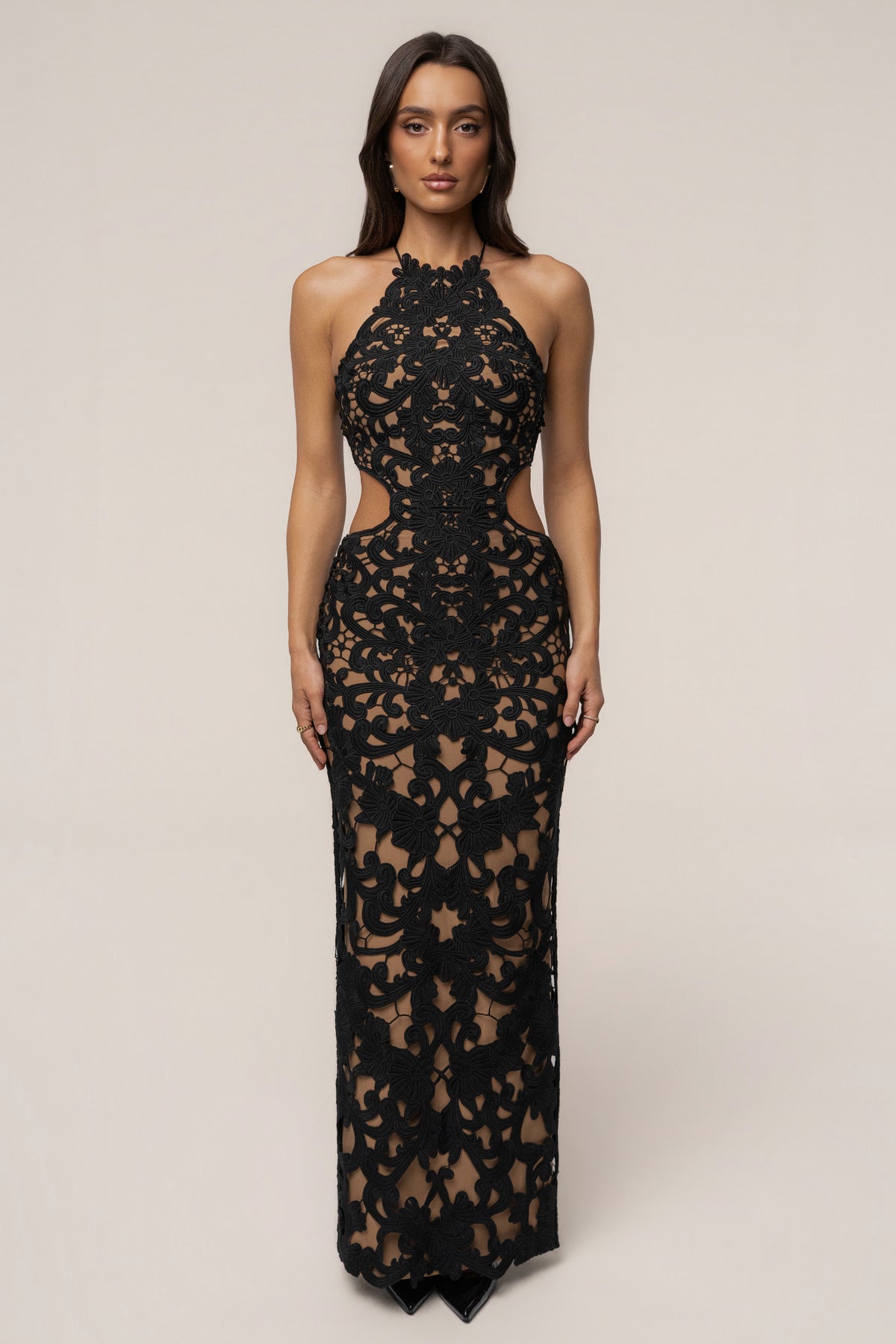 Black Chateau Lace Maxi Dress - JLUXLABEL