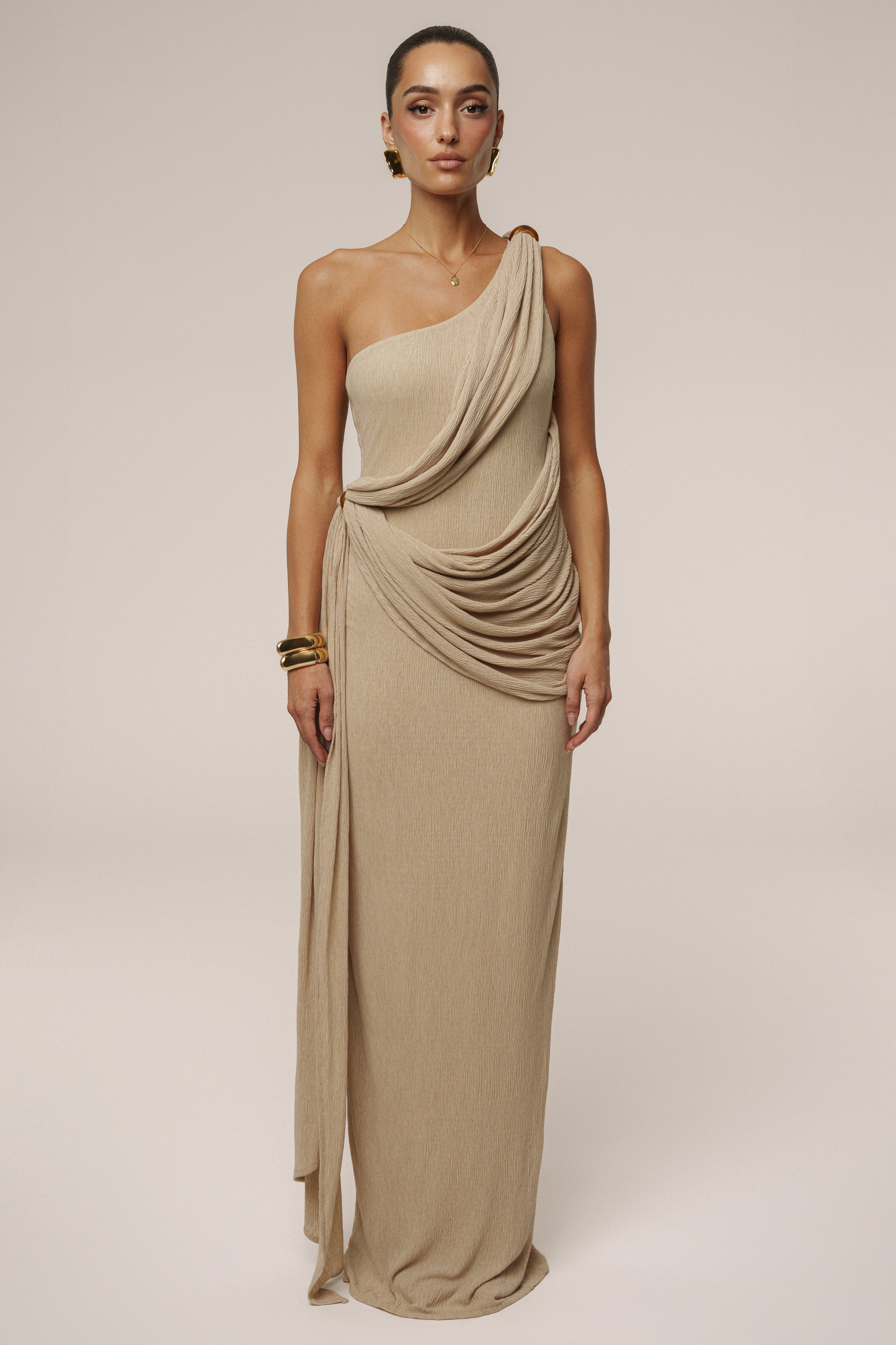 Beige Rich Mocha Wrap Dress - JLUXLABEL