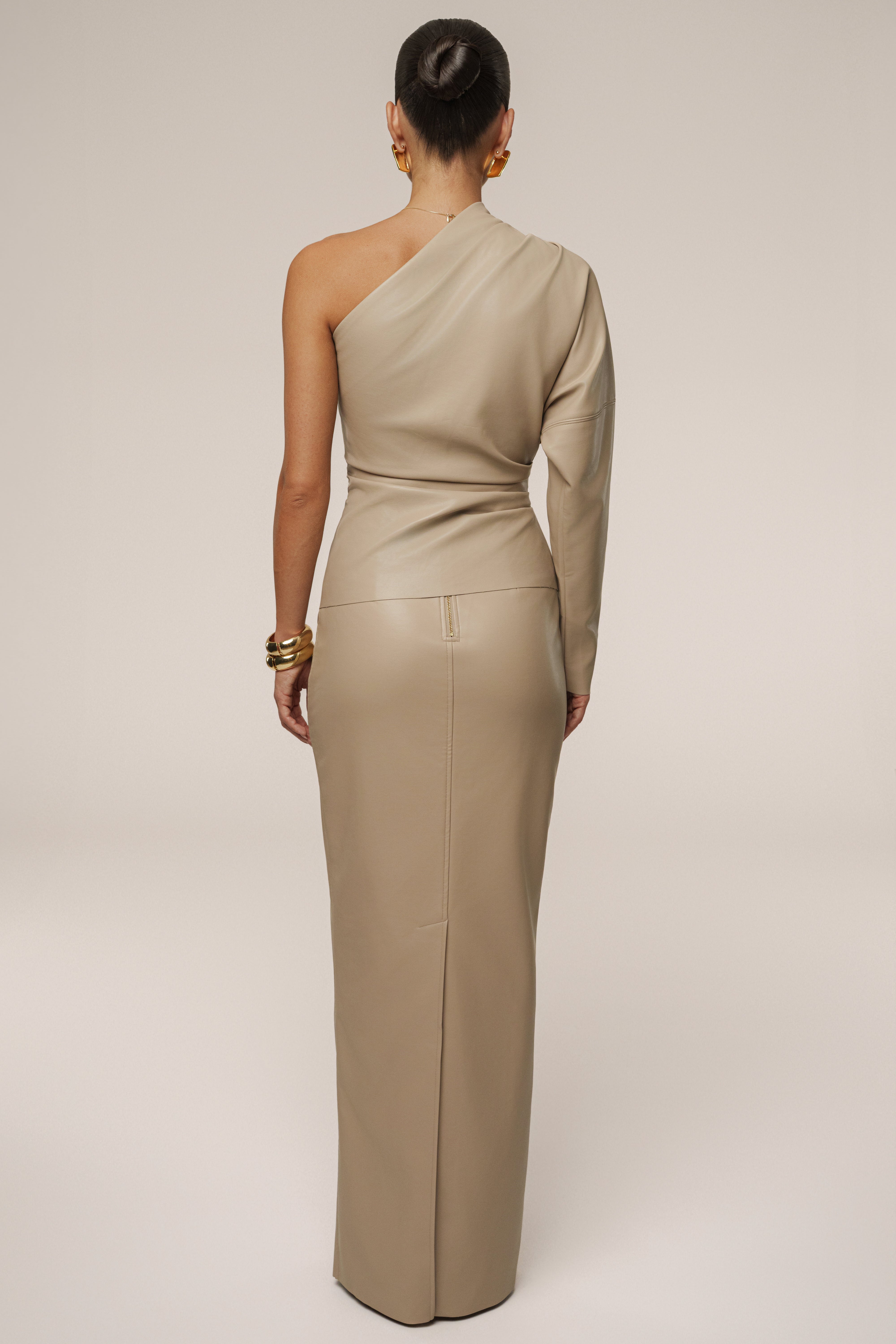 Tan Demi One Shoulder Top - JLUXLABEL