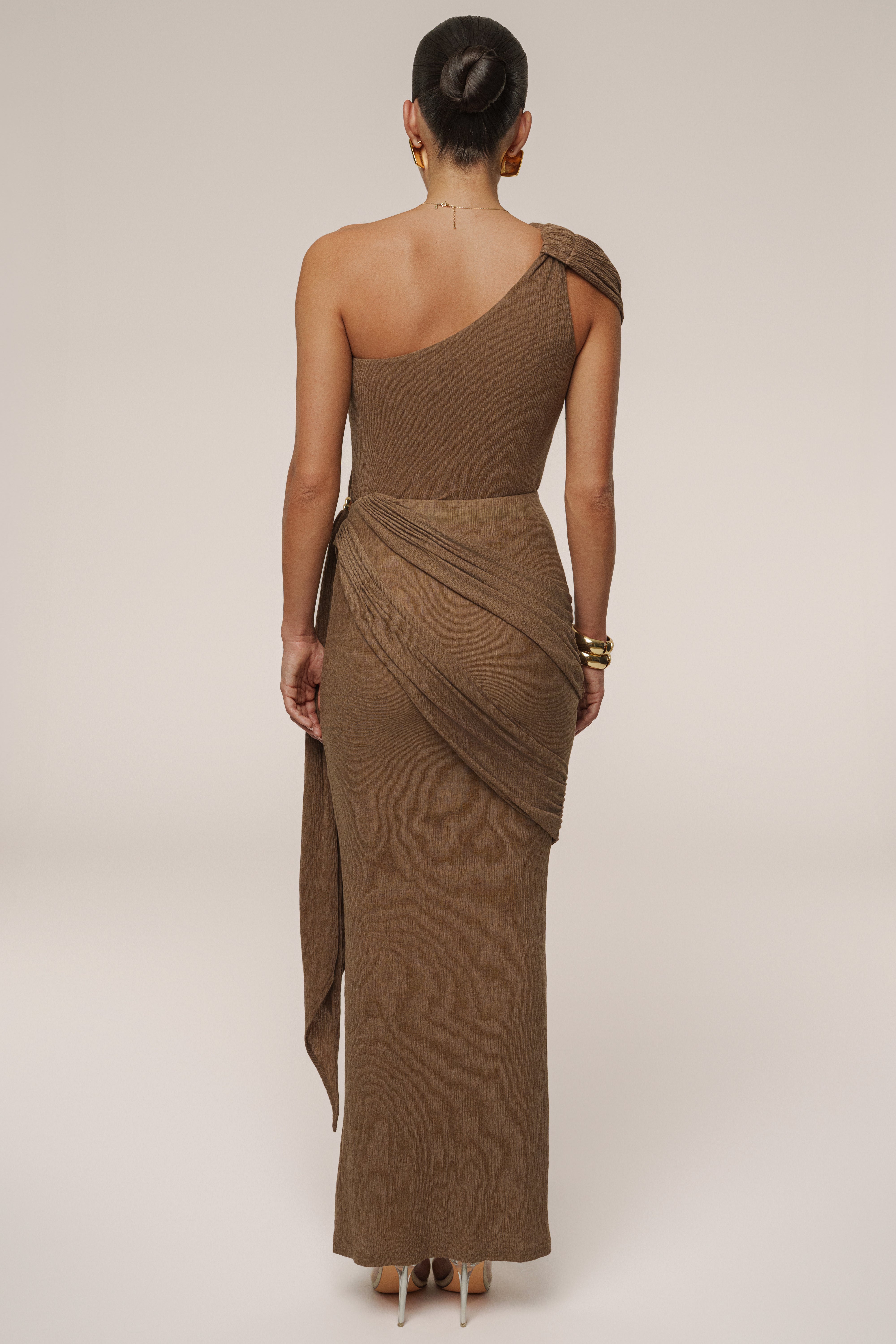 Chocolate Lovina Drape Bodysuit - JLUXLABEL