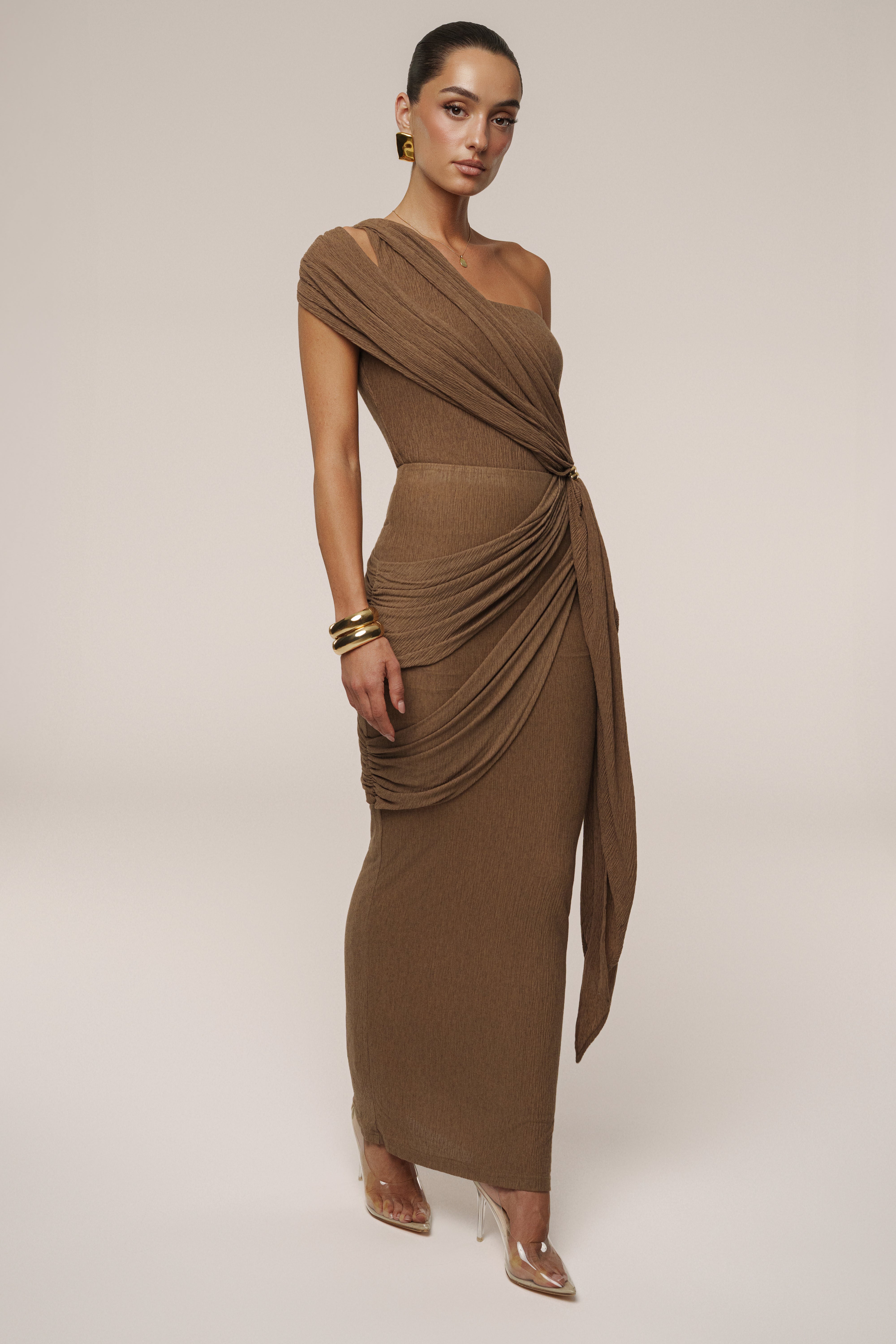 Chocolate Lovina Drape Bodysuit - JLUXLABEL