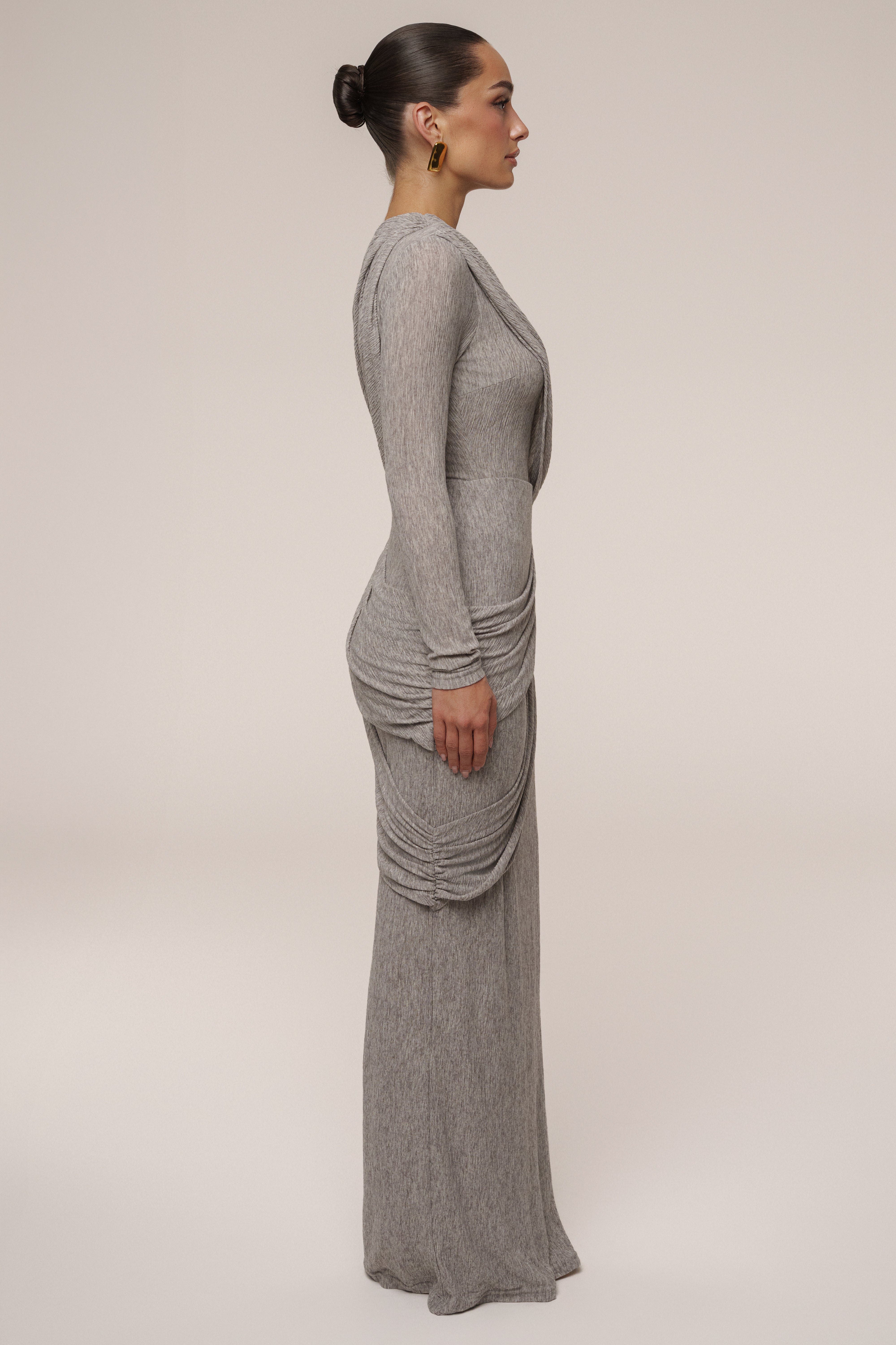 Grey Textured One Shoulder Bodysuit - JLUXLABEL